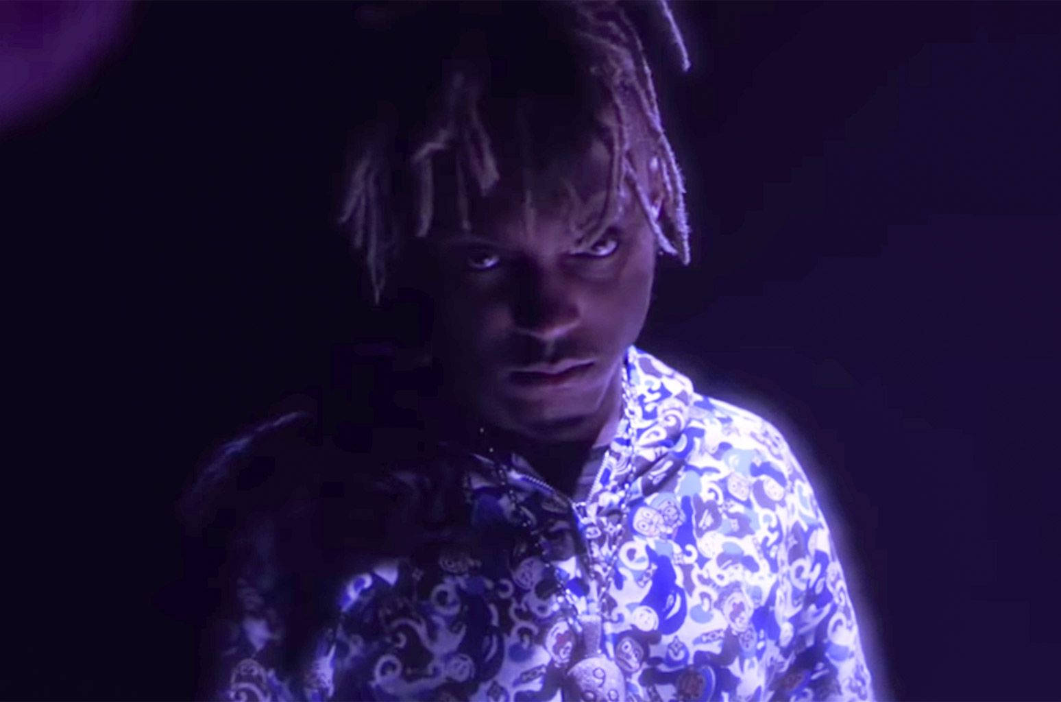 Juice Wrld, dreadlocks, purple lighting, HD Desktop Wallpaper