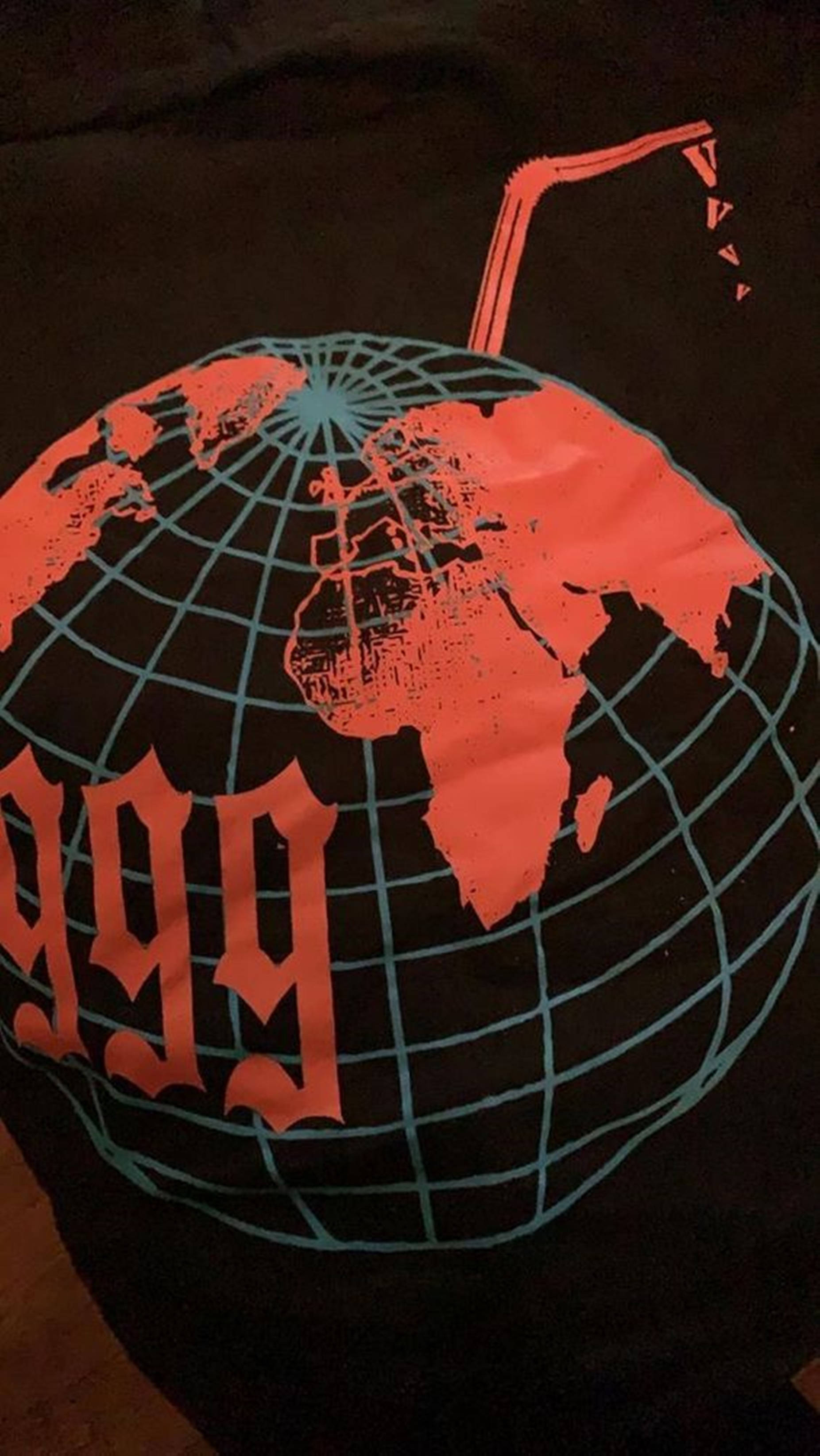 Juice WRLD, red earth, stylized globe, 2K Phone Wallpaper
