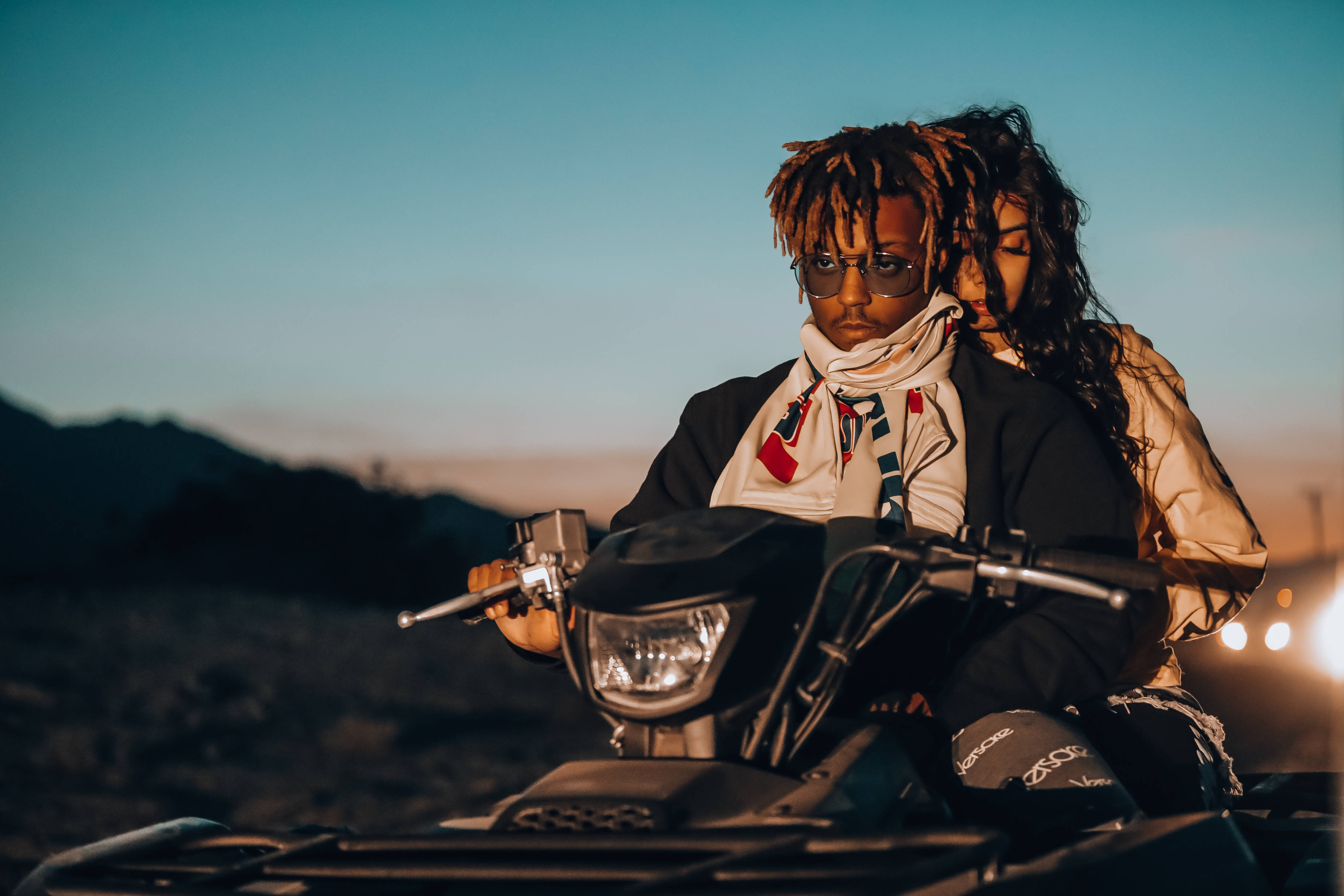 Juice Wrld, girl, motorcycle, 4K Desktop Wallpaper