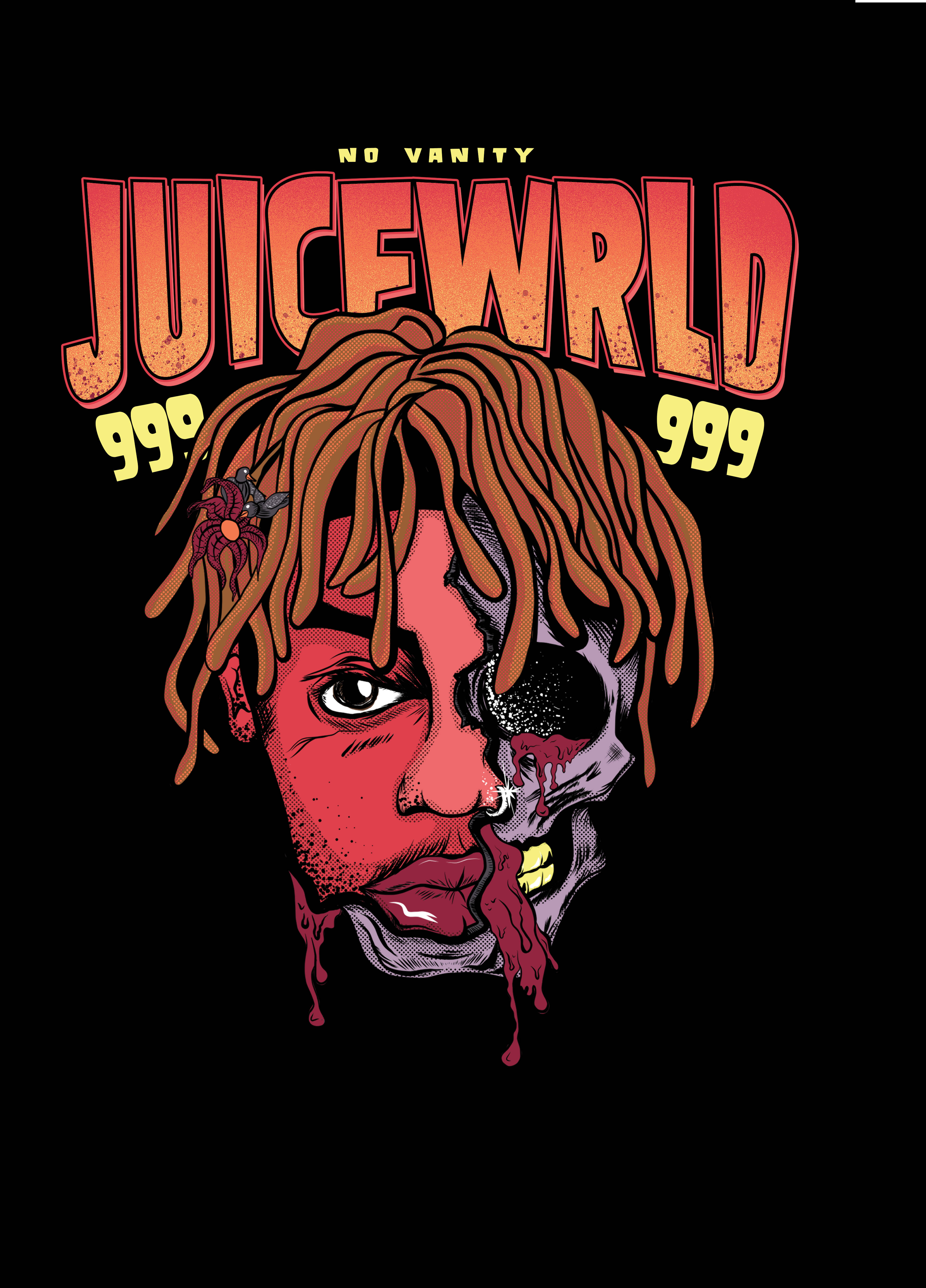 Juice WRLD, skull, red liquid, 4K Phone Wallpaper