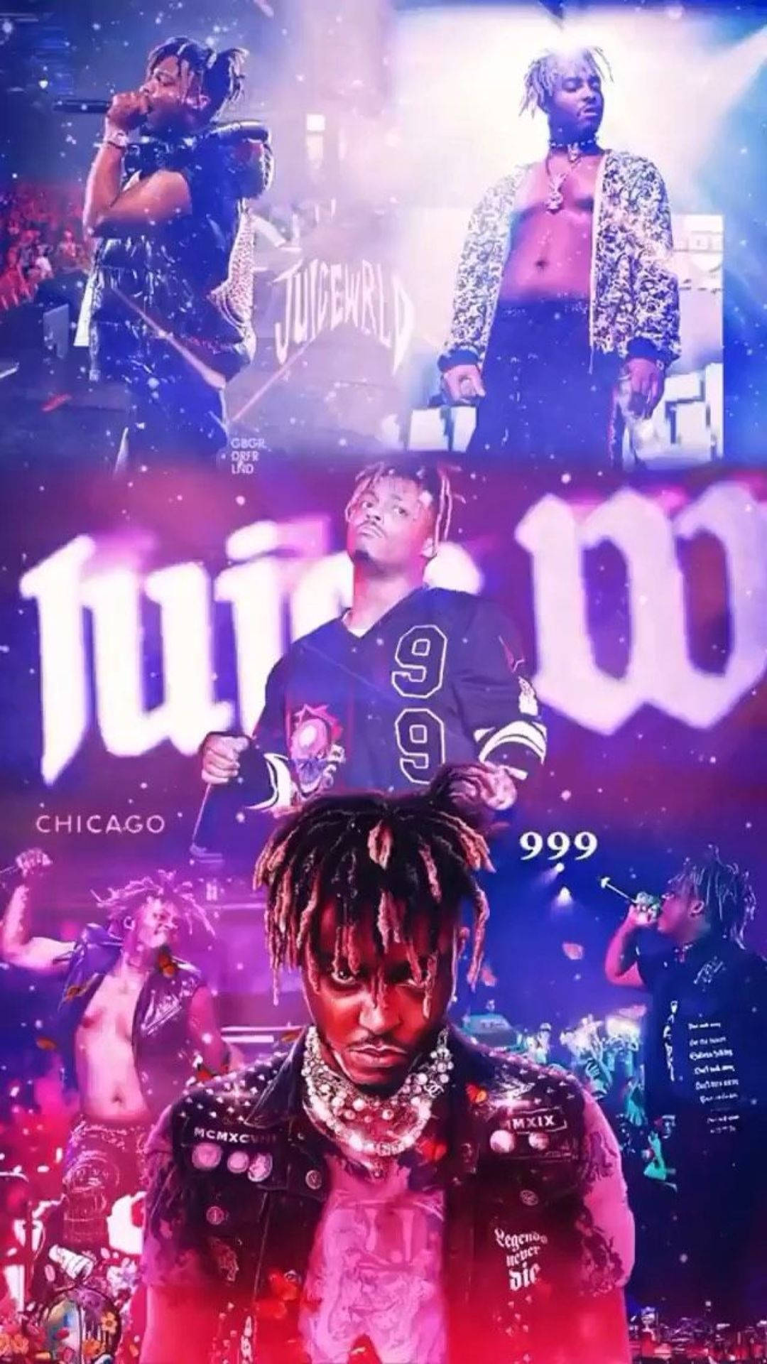 Juice Wrld, performing on stage, glowing lights, Full HD Phone Wallpaper