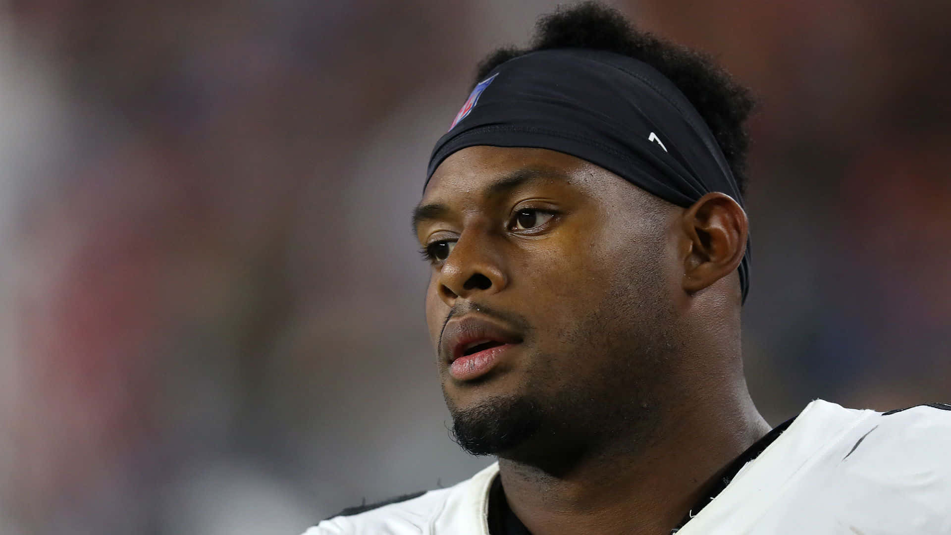 Juju Smith Schuster, black headband, white jersey, Full HD Desktop Wallpaper