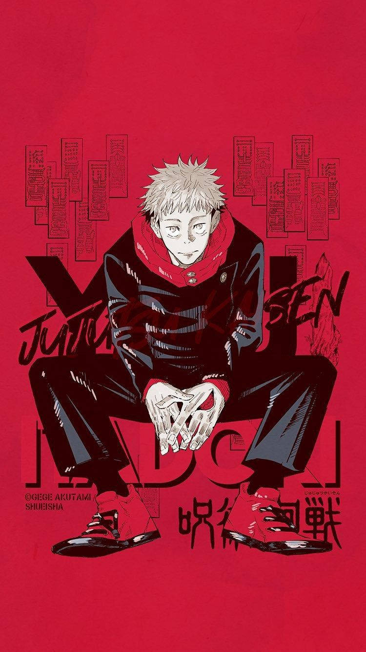 Jujutsu Kaisen 4K, monocrome red, spiky-haired anime boy, HD Phone Wallpaper