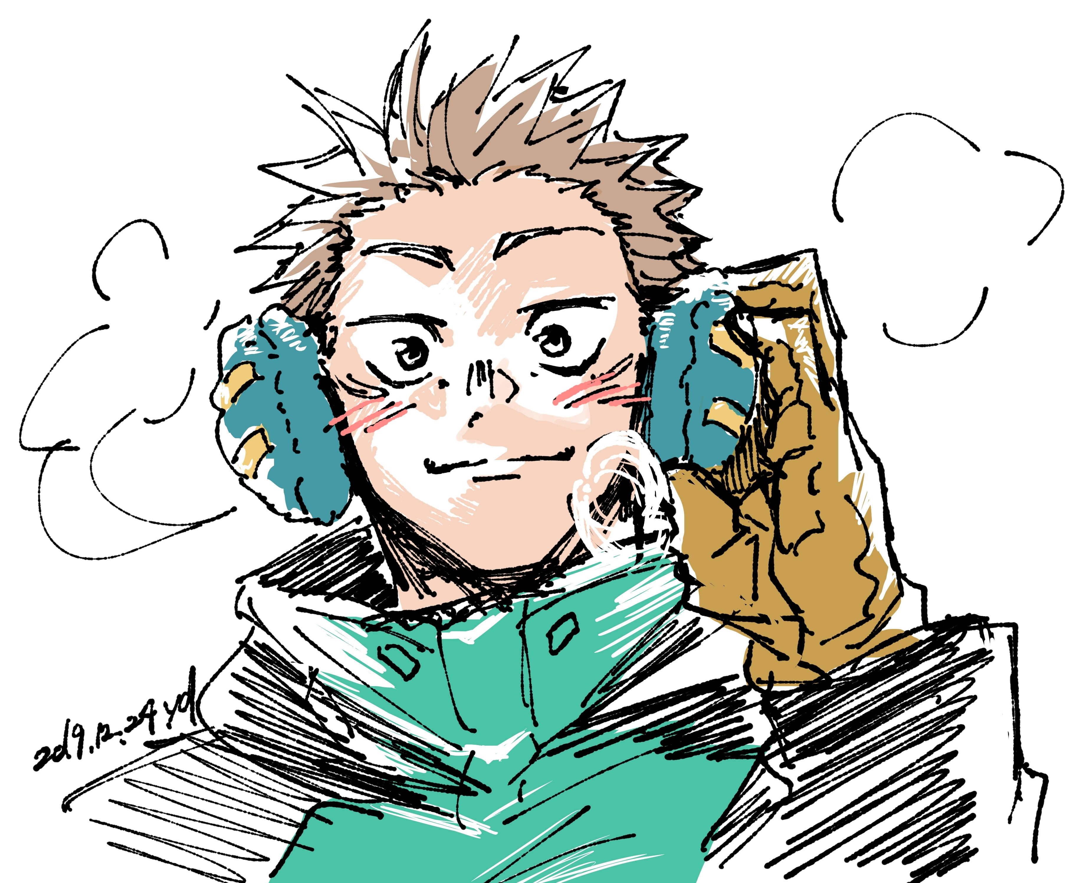 Jujutsu Kaisen 4K, spiky-haired anime boy, green jacket, 2K Desktop Wallpaper