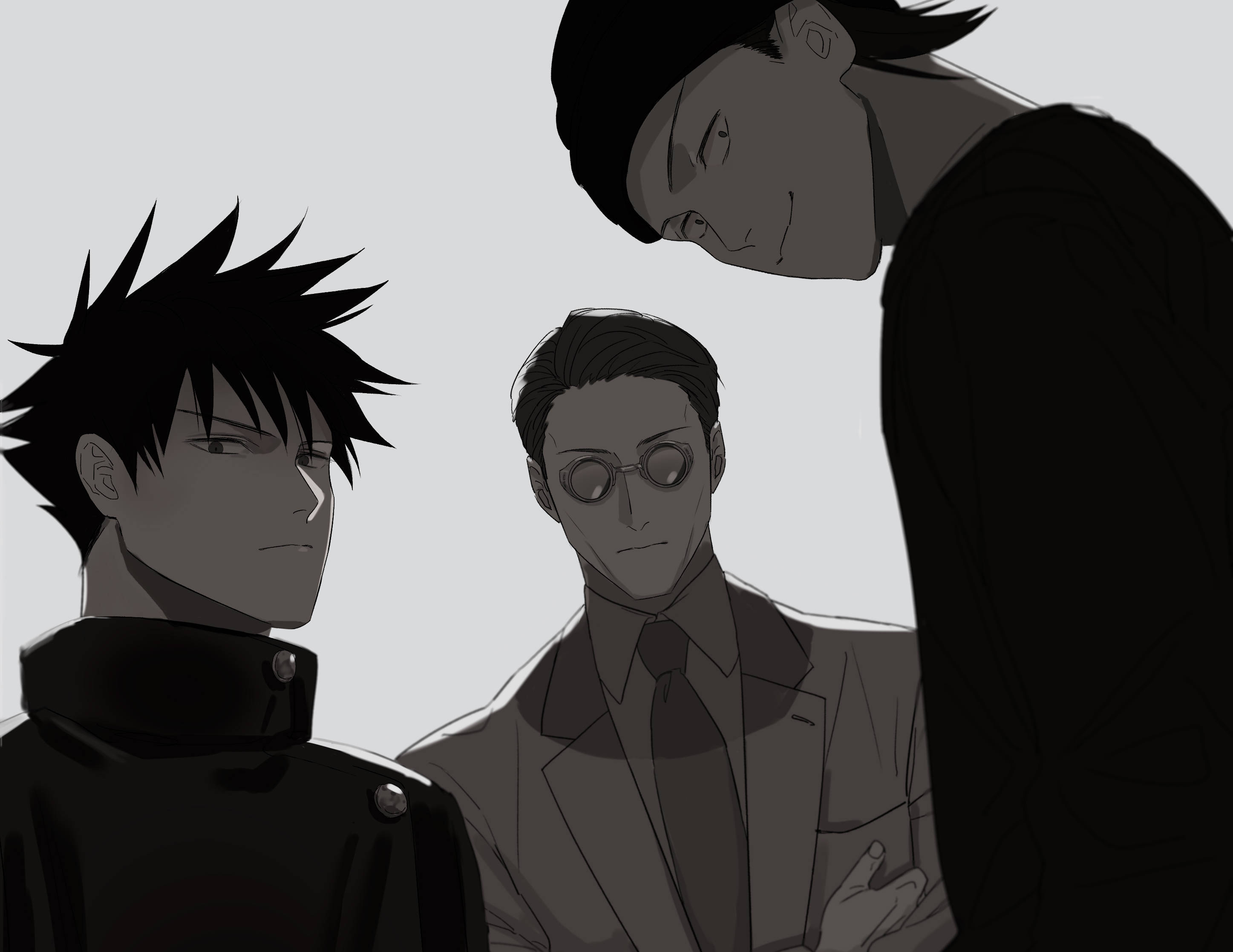 Jujutsu Kaisen 4K, digital art, three anime characters, 2K Desktop Wallpaper