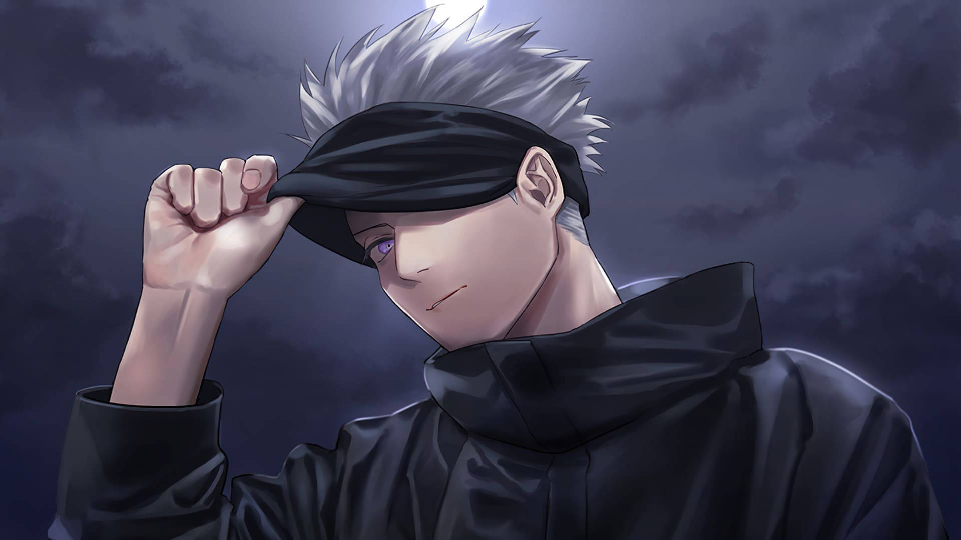 Jujutsu Kaisen, spiky-haired anime character, black cloak, Full HD Desktop Wallpaper