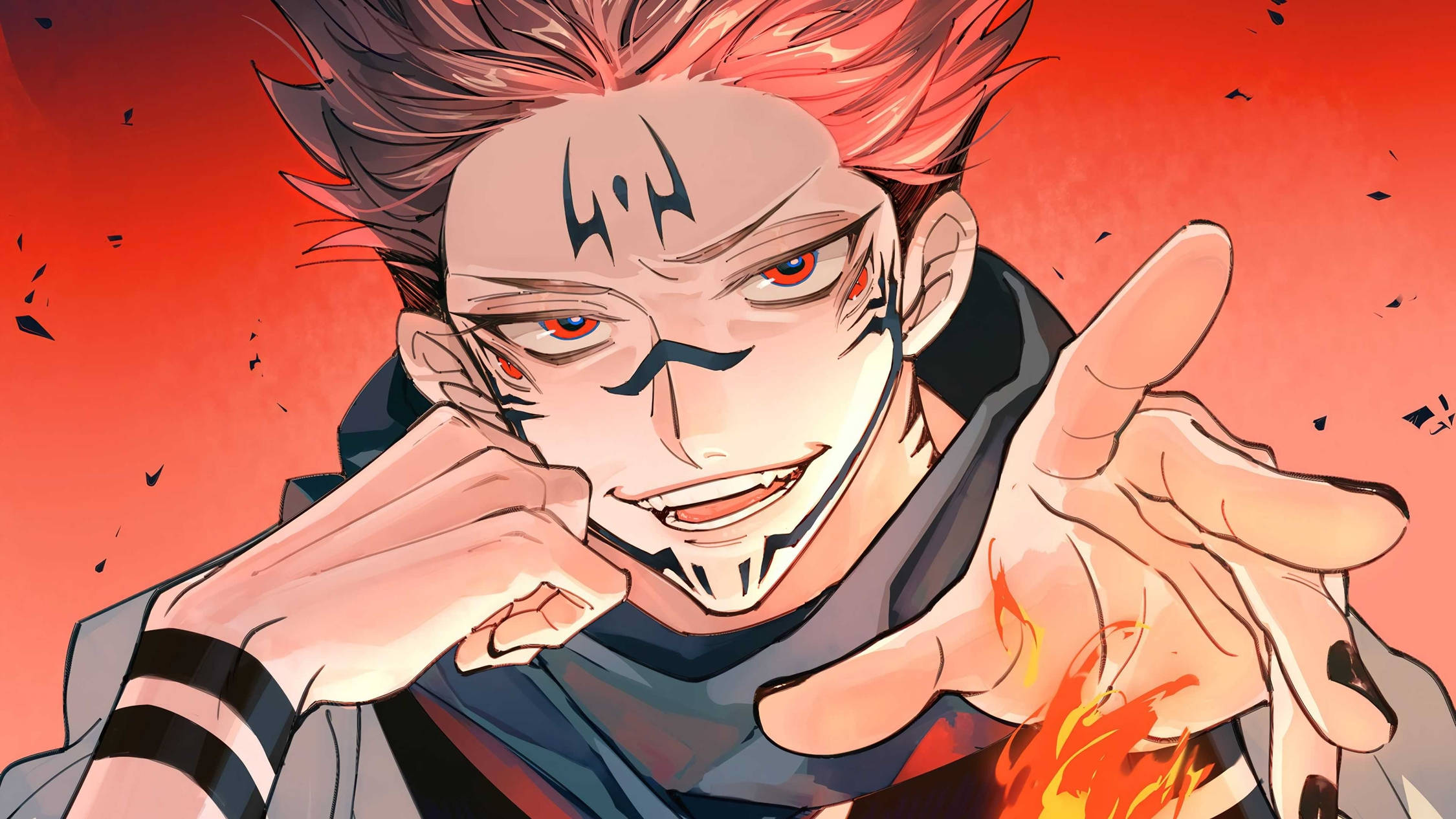 Jujutsu Kaisen, red hair, glowing eyes, Full HD Desktop Wallpaper