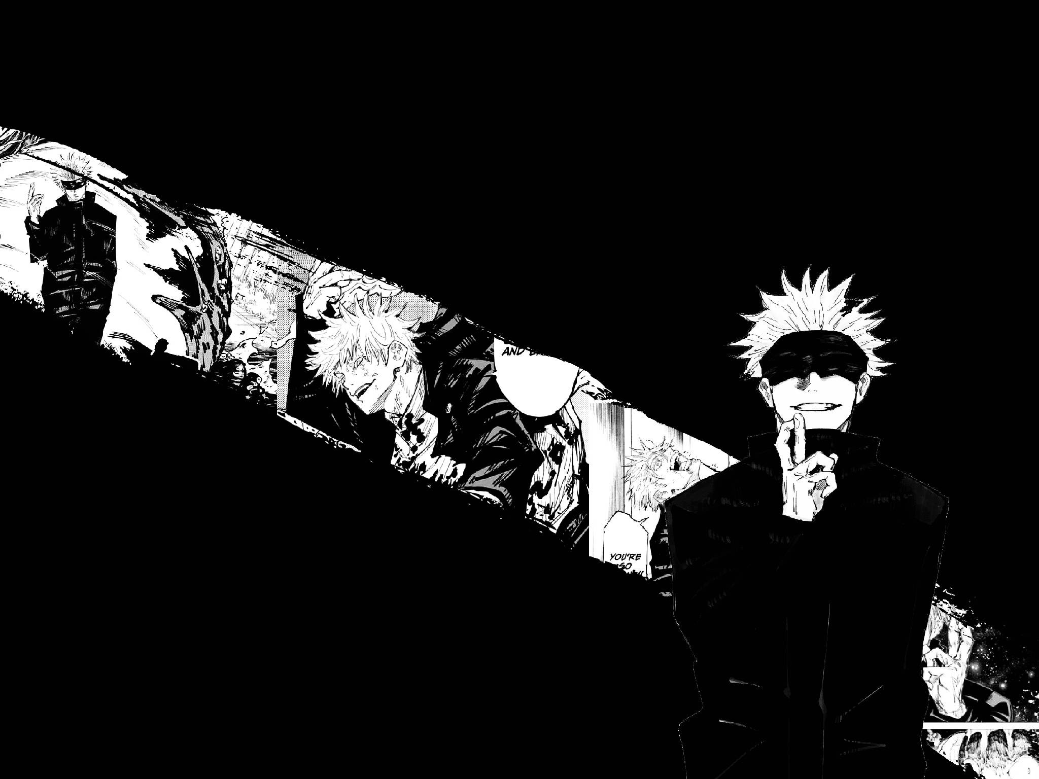 Jujutsu Kaisen, black and white anime character, spiky hair, Full HD Desktop Wallpaper