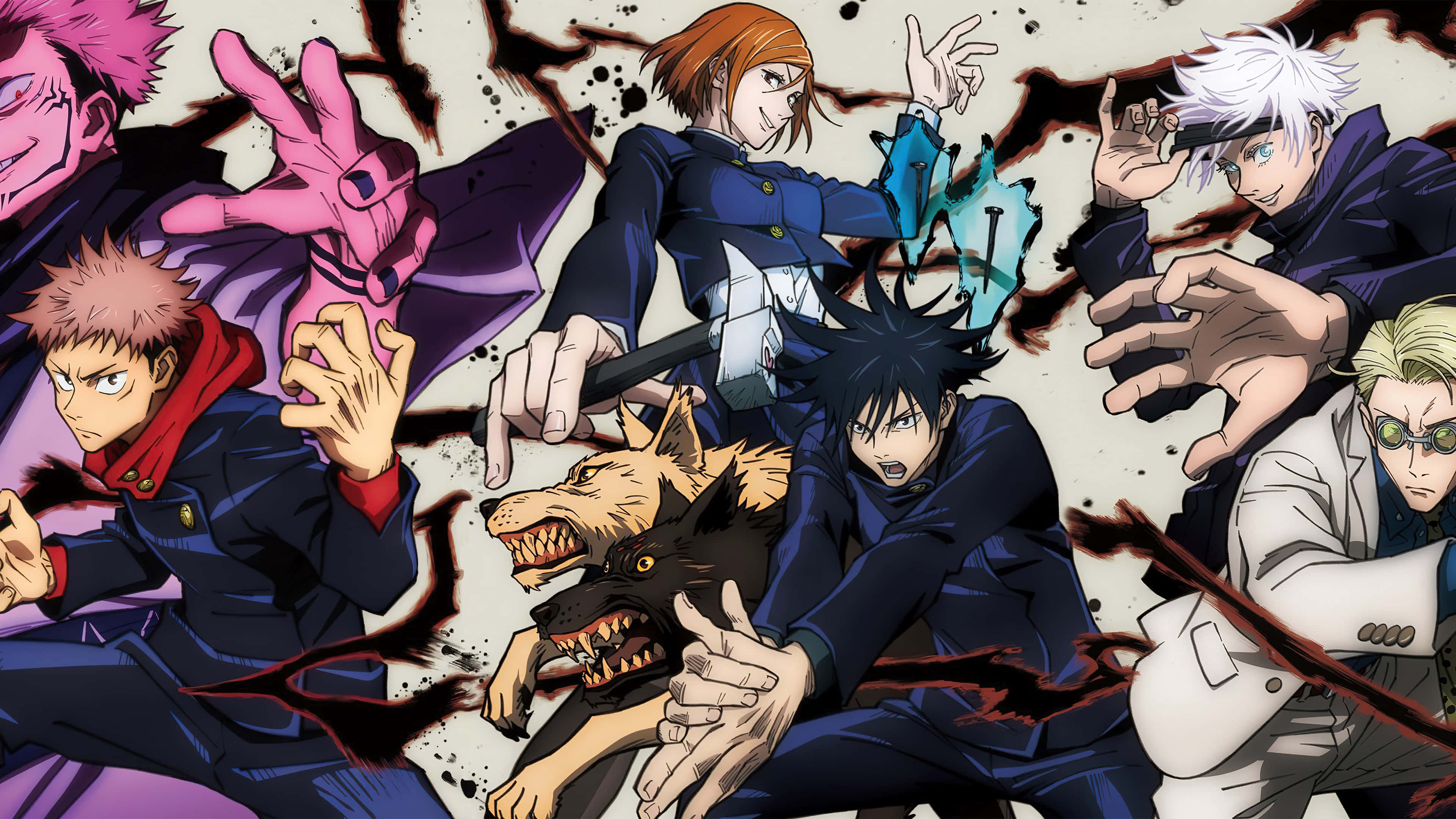 Jujutsu Kaisen, anime characters, battle poses, 4K Desktop Wallpaper