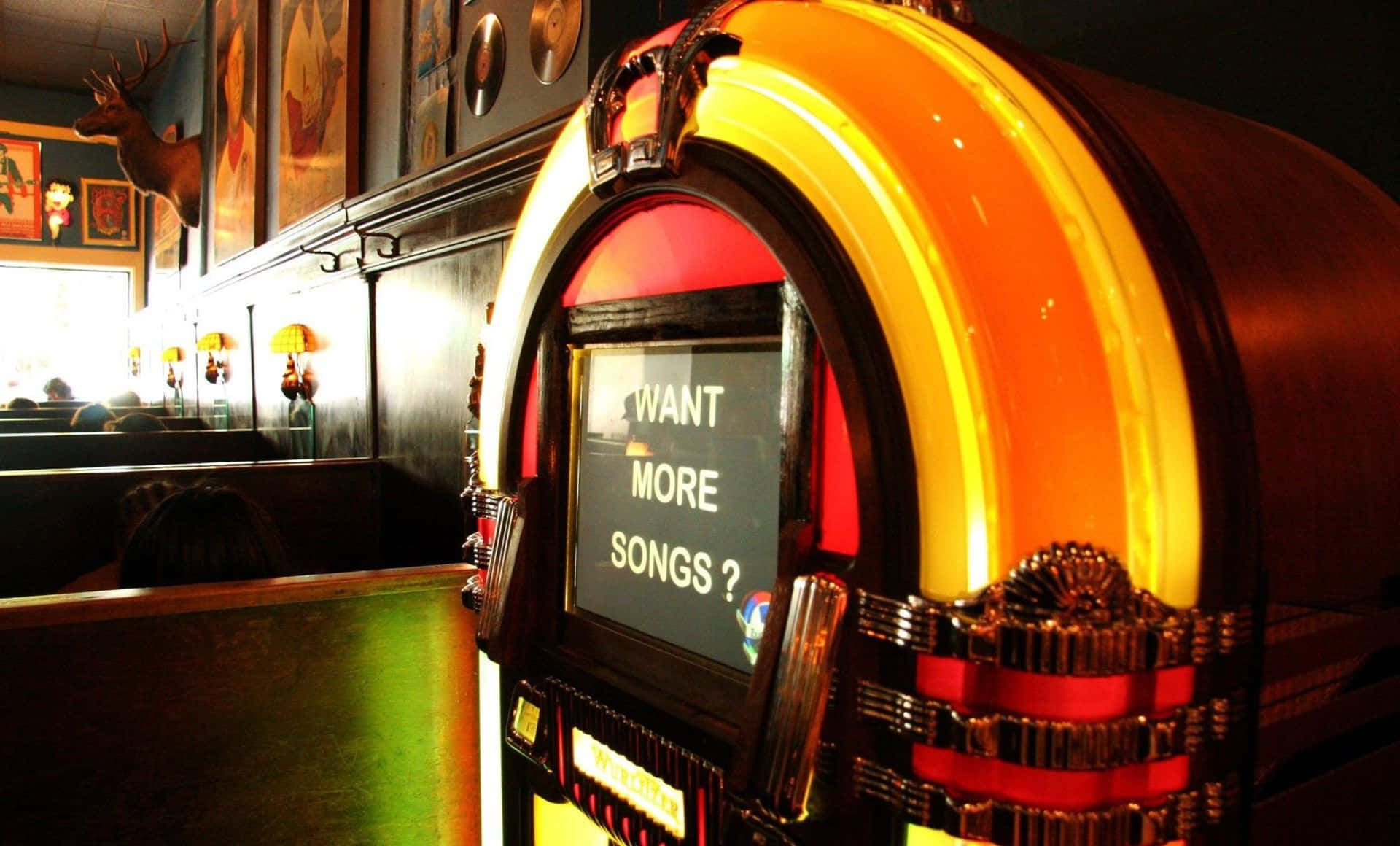 vintage jukebox, retro diner, neon lights, Full HD Desktop Wallpaper