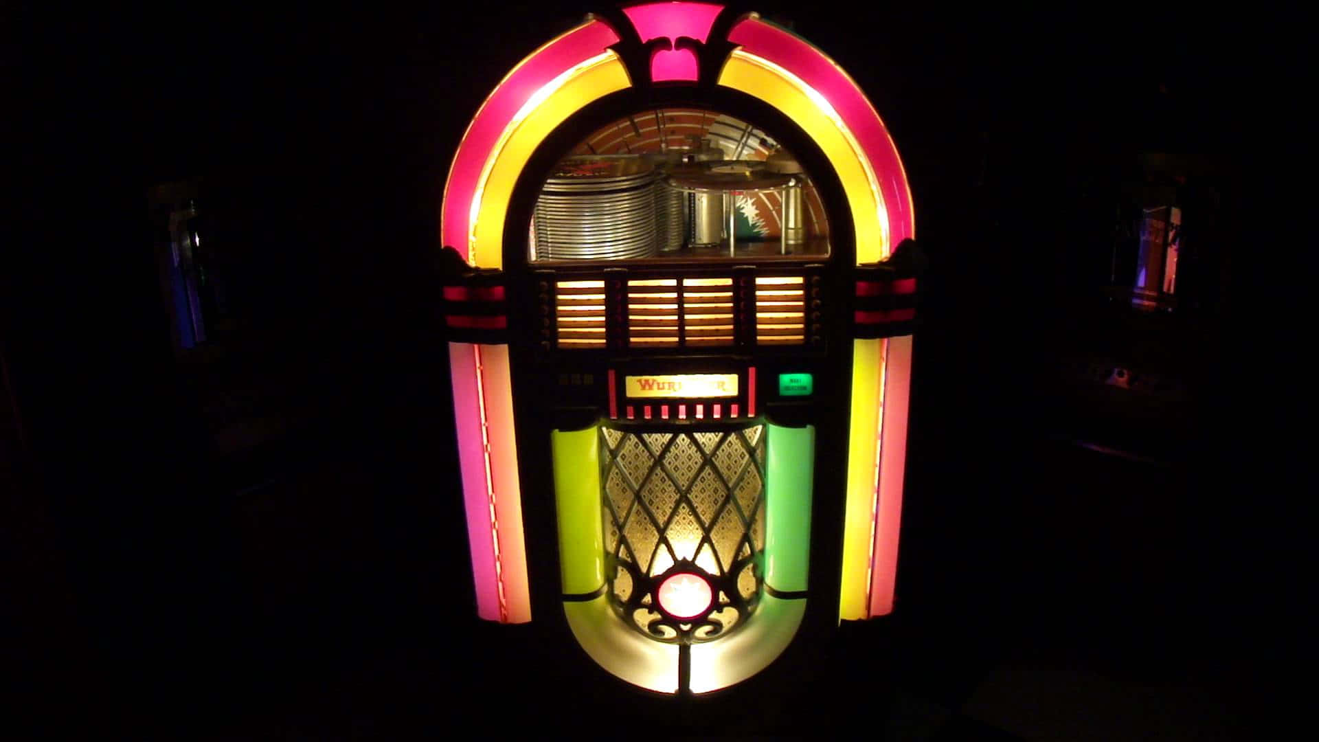 vintage jukebox, retro diner, neon lights, Full HD Desktop Wallpaper