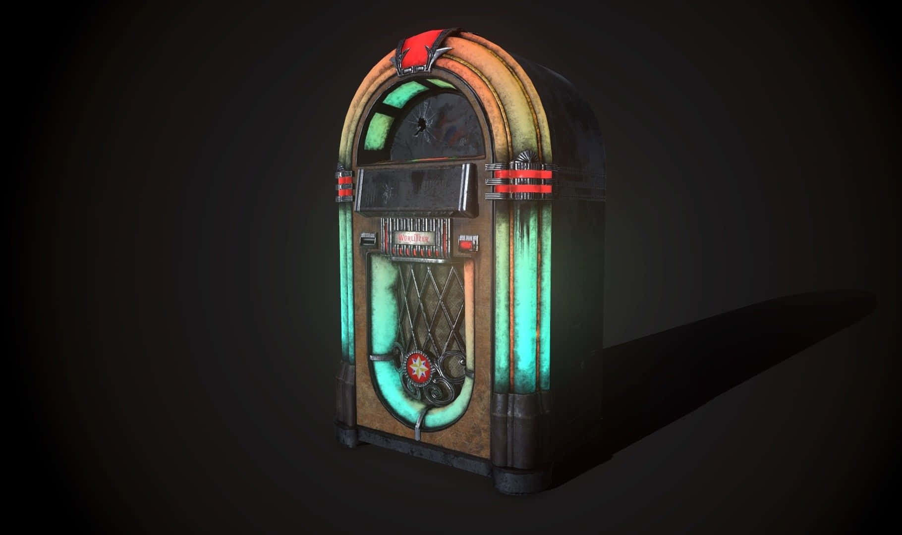 vintage jukebox, retro diner, glowing green neon lights, HD Desktop Wallpaper