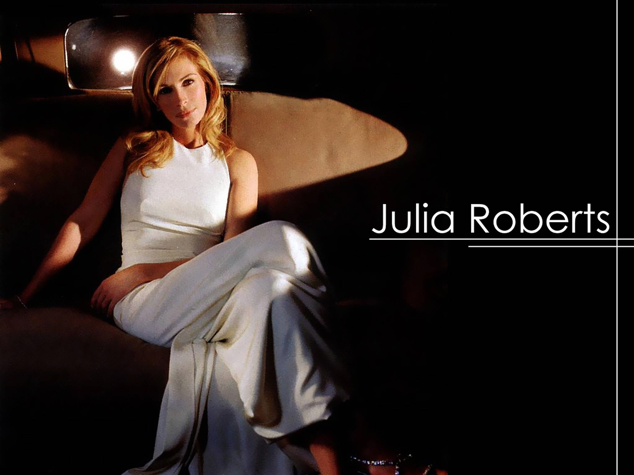 Julia Roberts, white dress, warm spotlight, Full HD Desktop Wallpaper