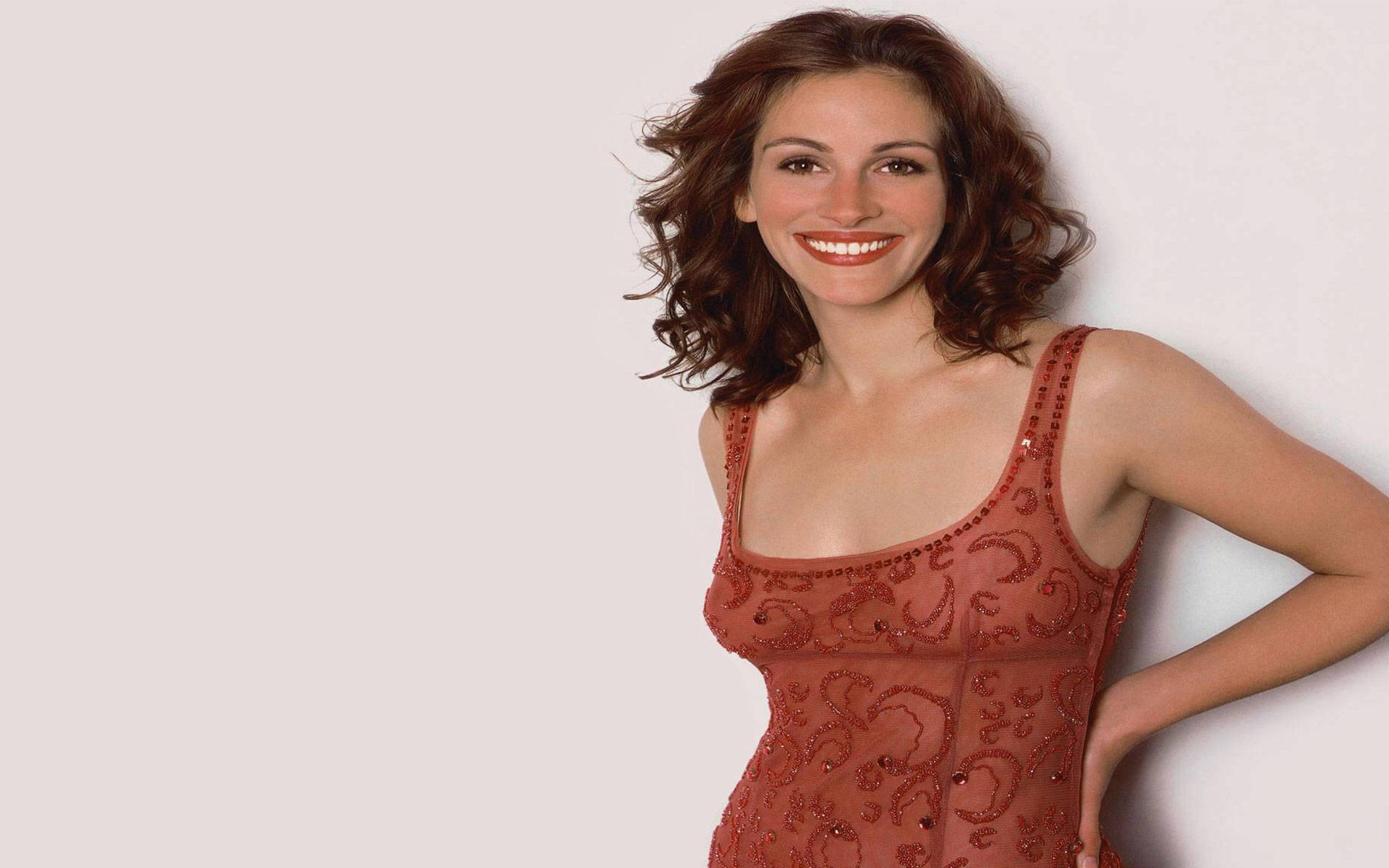 Julia Roberts, Hollywood actress, curly brown hair, Full HD Desktop Wallpaper