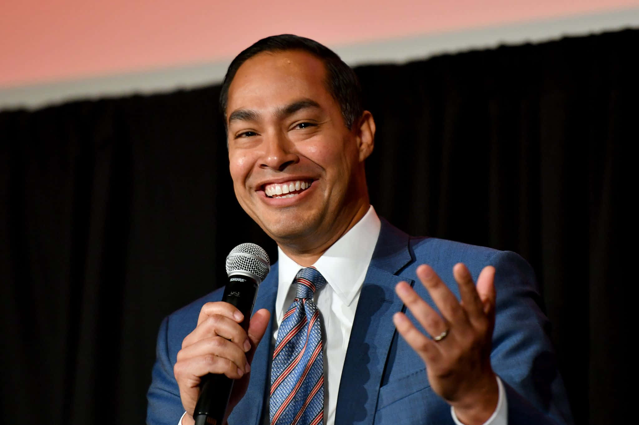 Julian Castro, striped blue tie, blue suit, Full HD Desktop Wallpaper