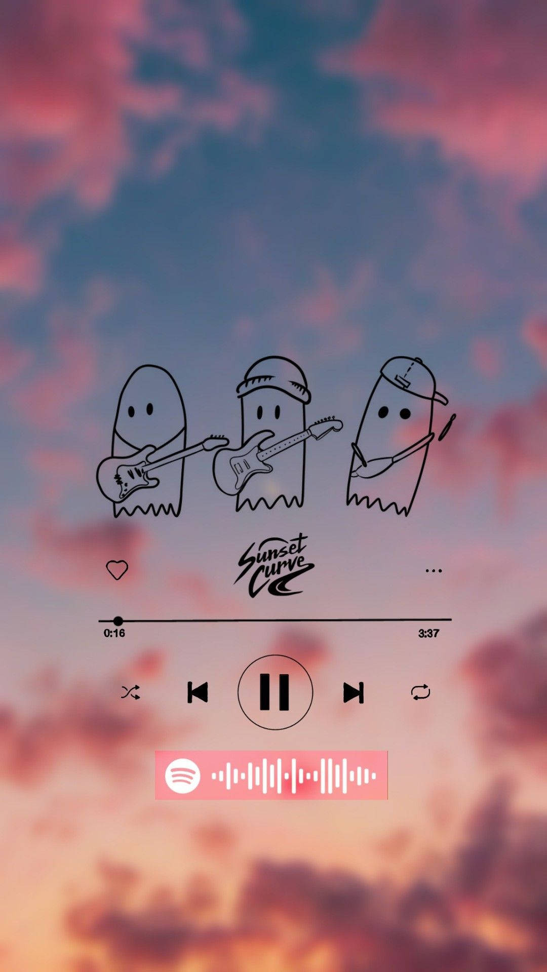 Julie And The Phantoms, Spotify player, pink and blue sunset sky, HD Phone Wallpaper