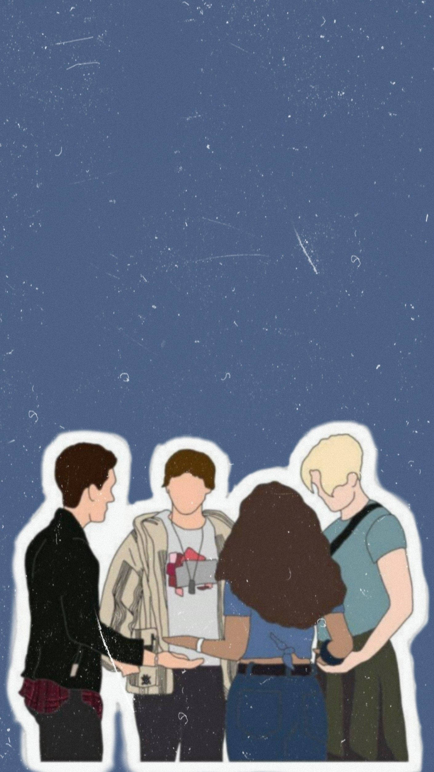 Julie and the Phantoms, starry night sky, Four stylized teens, Full HD Phone Wallpaper