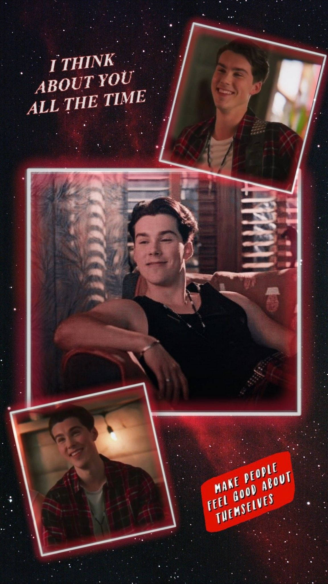 Julie And The Phantoms, plaid shirts, starry red cosmic background, Full HD Phone Wallpaper