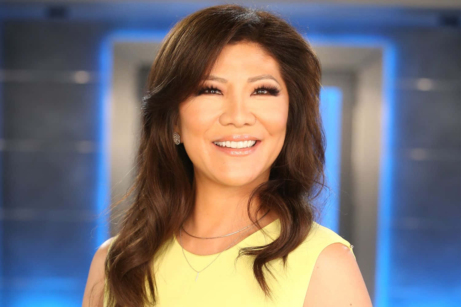 Julie Chen, long brown hair, yellow top, HD Desktop Wallpaper
