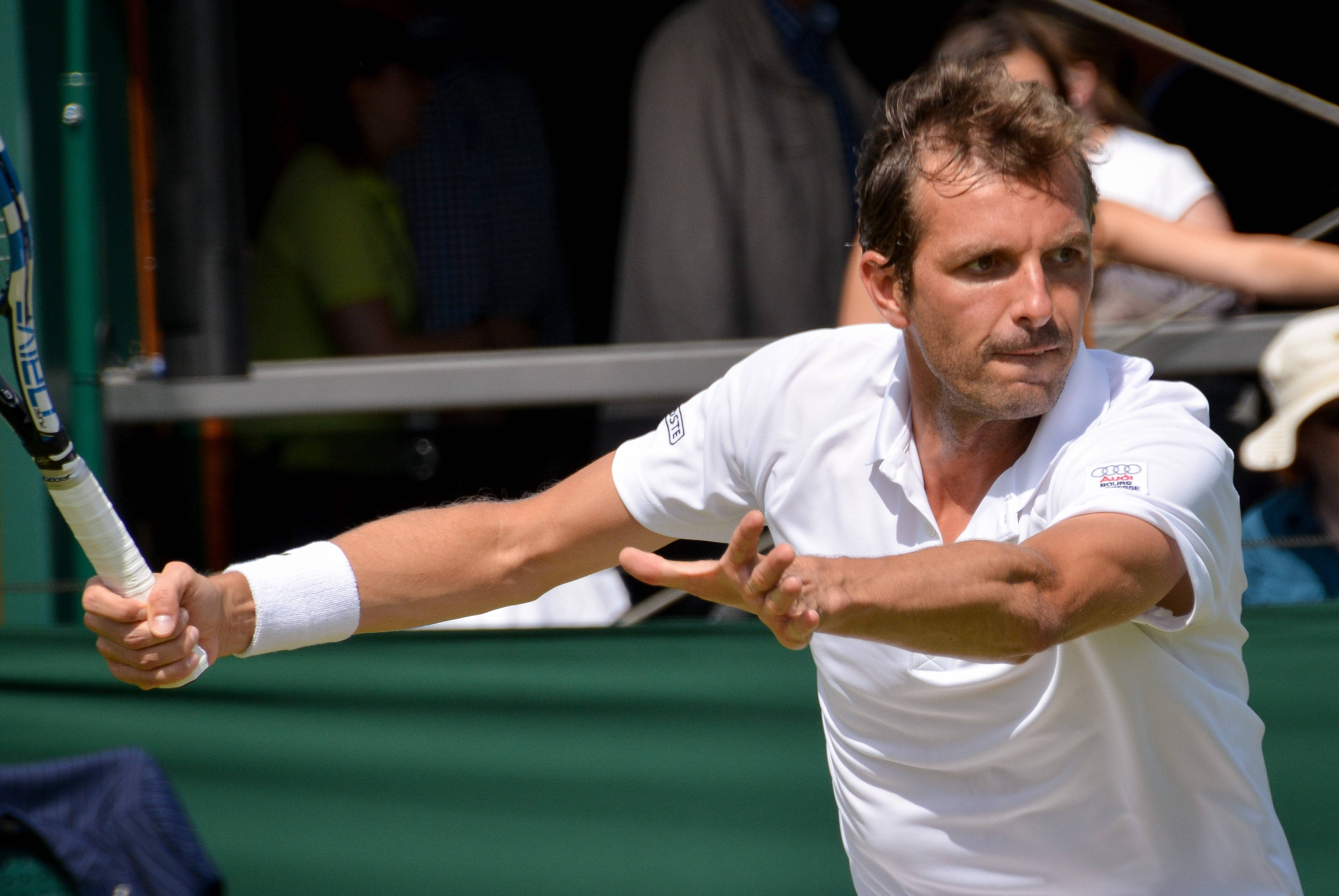 Julien Benneteau, white shirt, racket, 4K Desktop Wallpaper