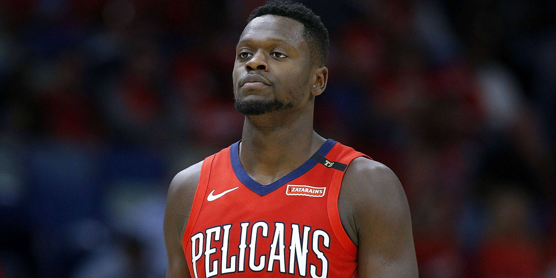 Julius Randle, red Pelicans jersey, court, Full HD Desktop Wallpaper