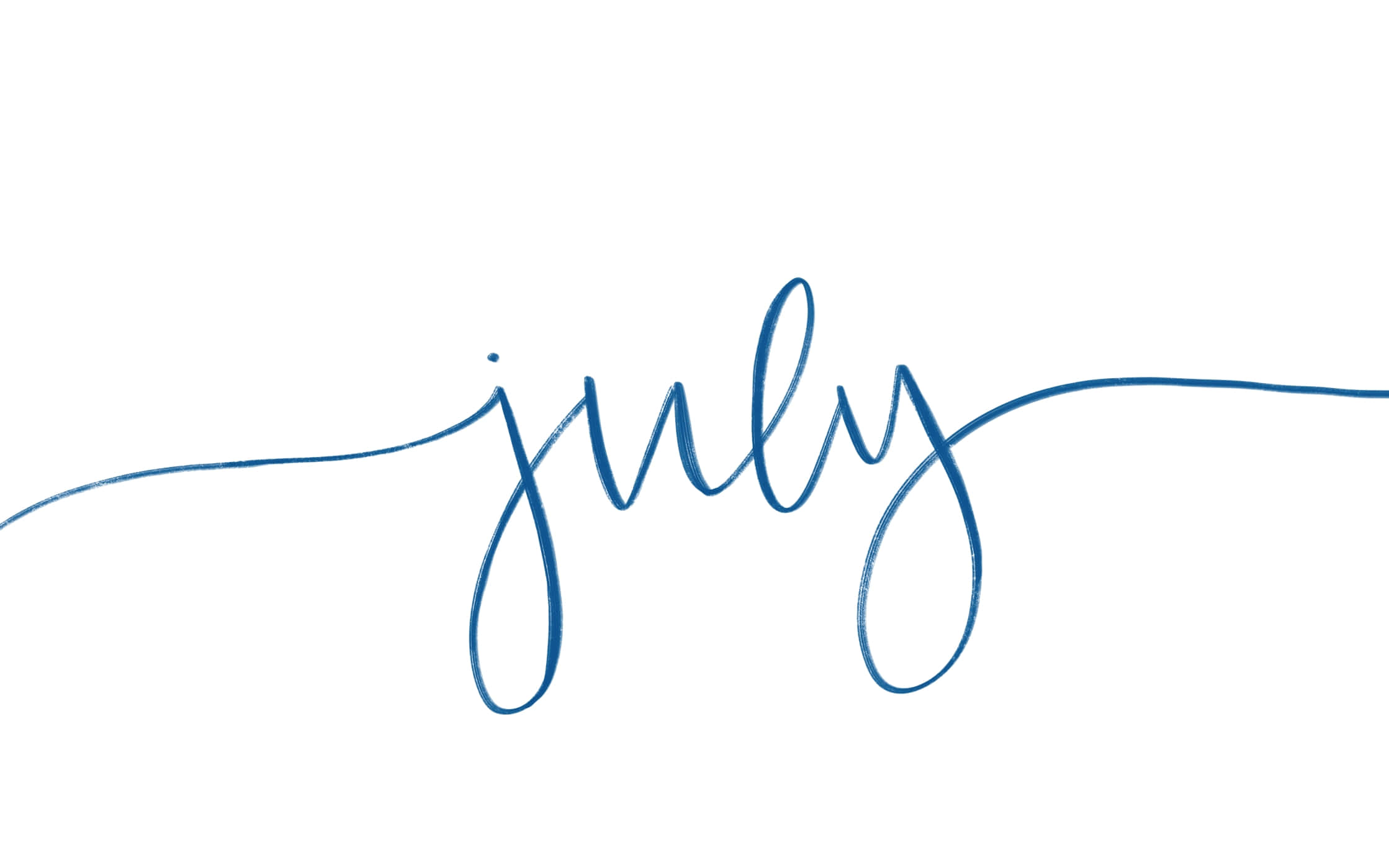 July, blue cursive script, white background, Full HD Desktop Wallpaper
