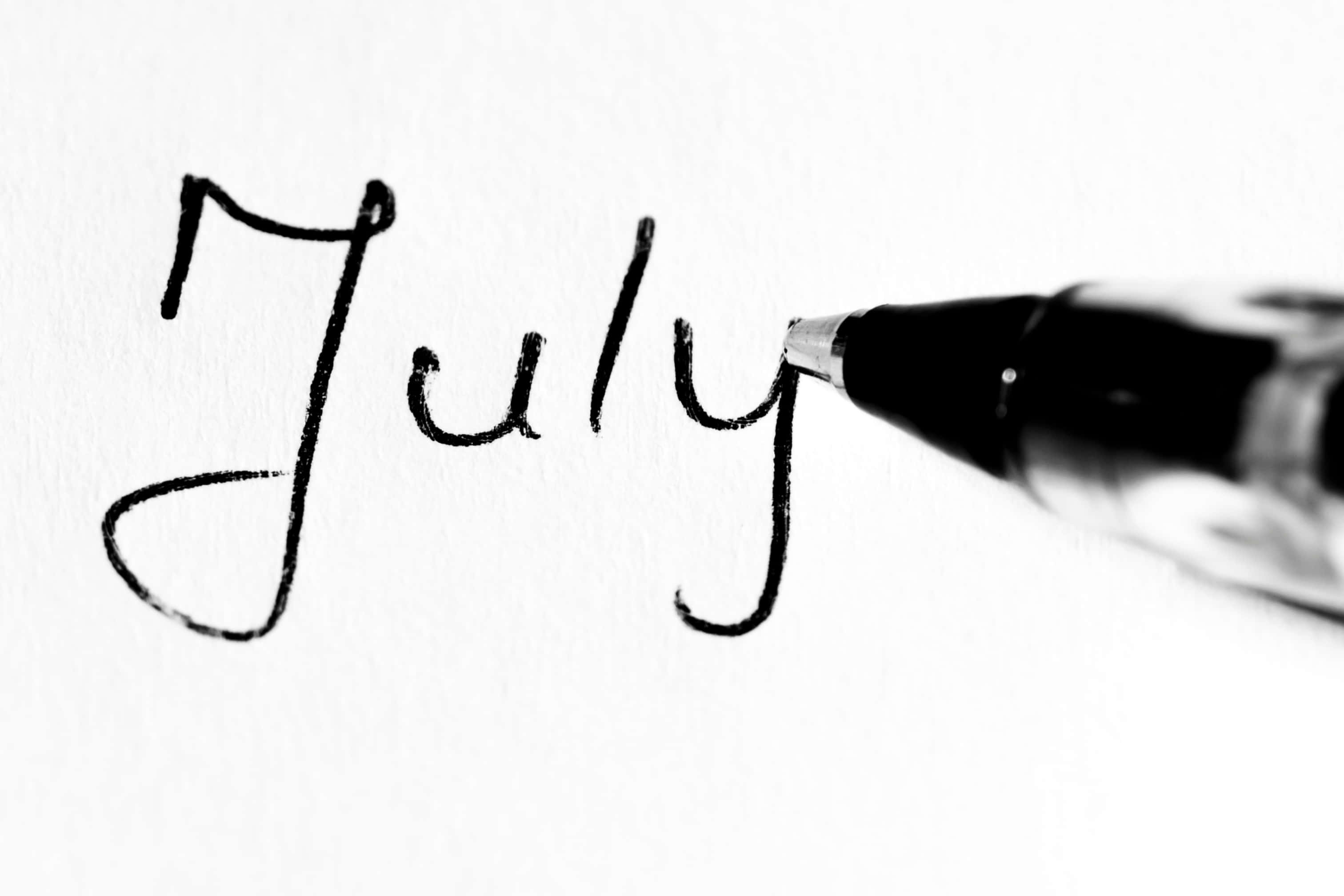 July, black pen, cursive, 2K Desktop Wallpaper