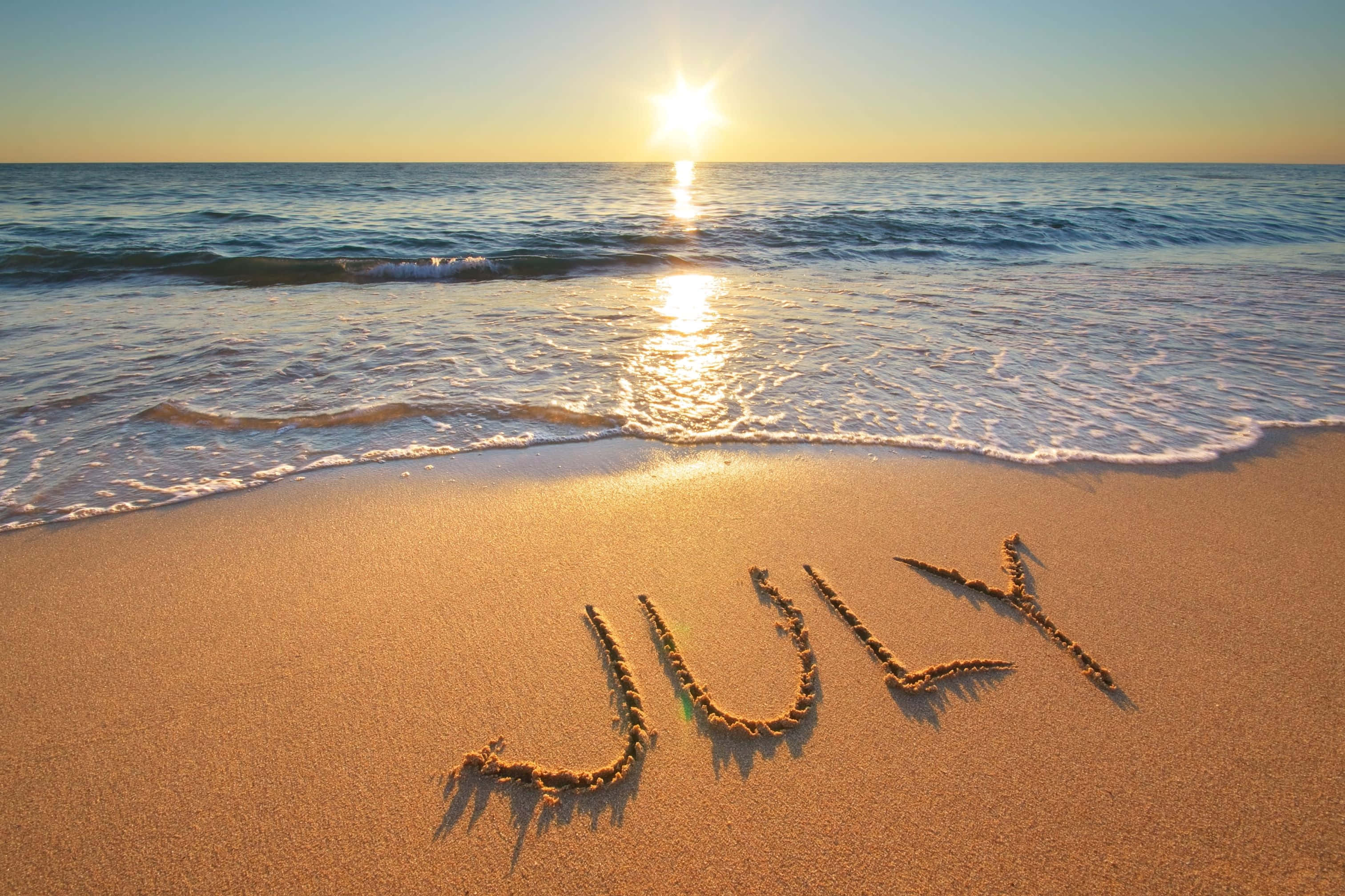 July, sunrise, beach, 2K Desktop Wallpaper