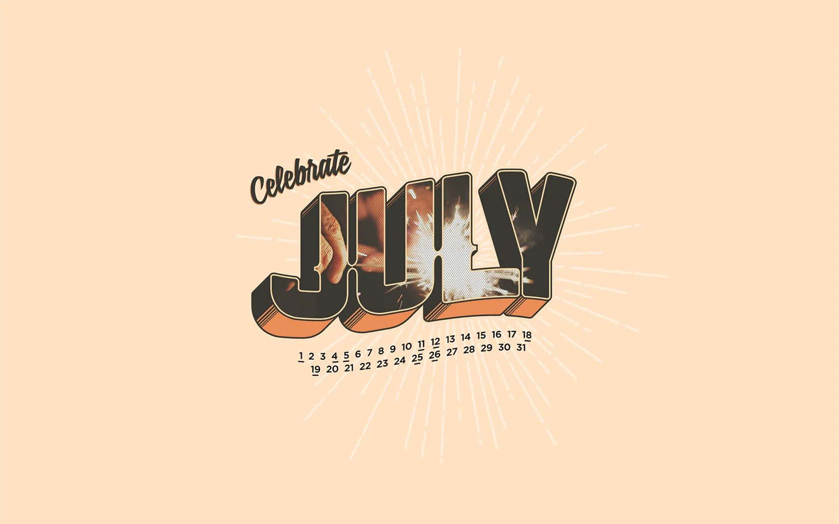 July, sparkler burst, calendar numbers, HD Desktop Wallpaper