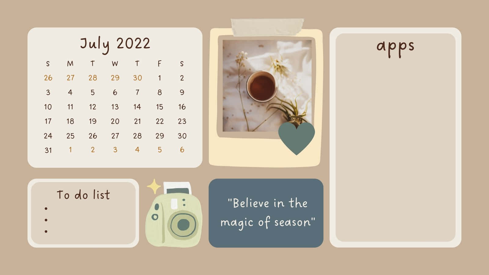 July 2022, pastel-toned, digital planner layout, HD Desktop Wallpaper