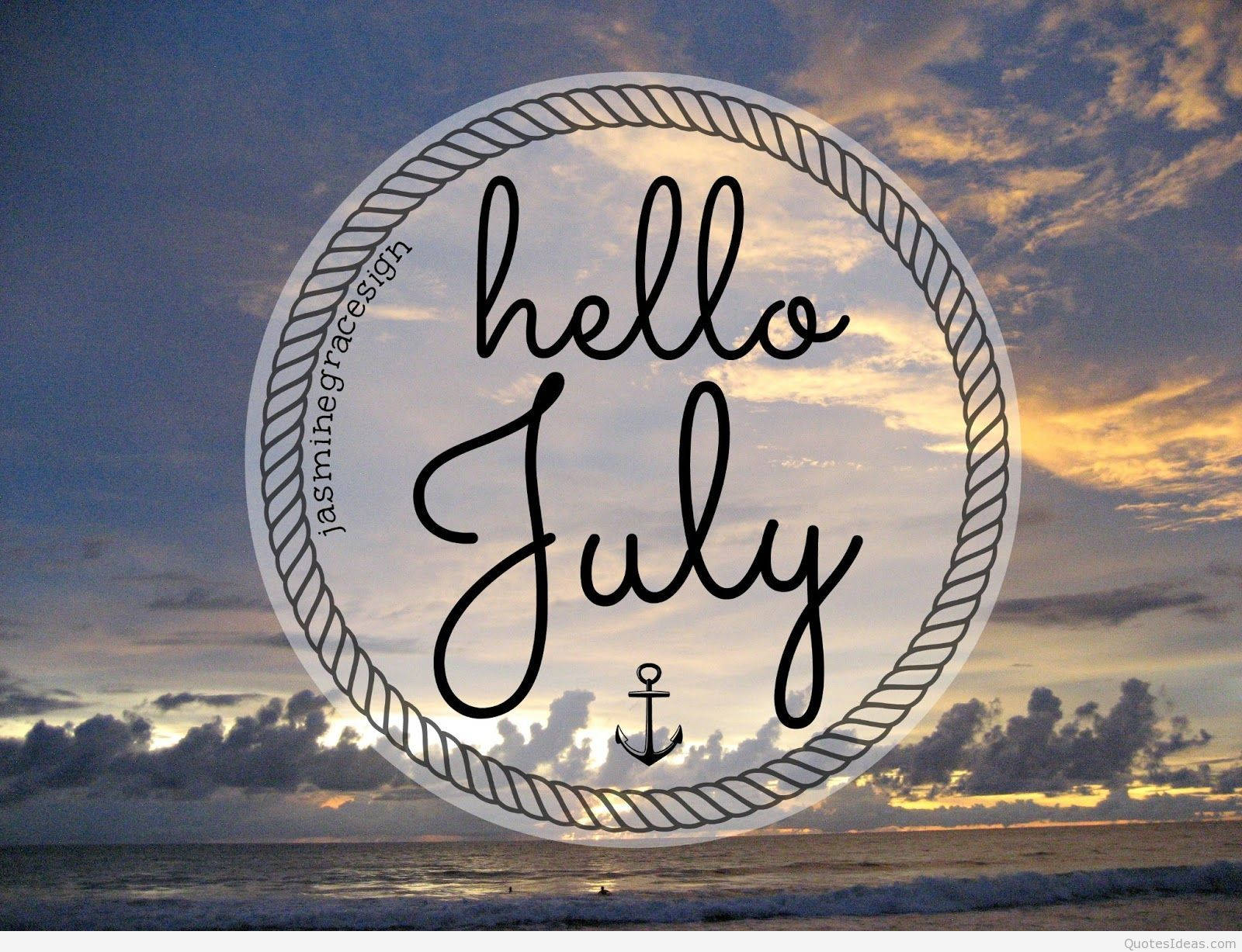 hello July, sunset, ocean, HD Desktop Wallpaper