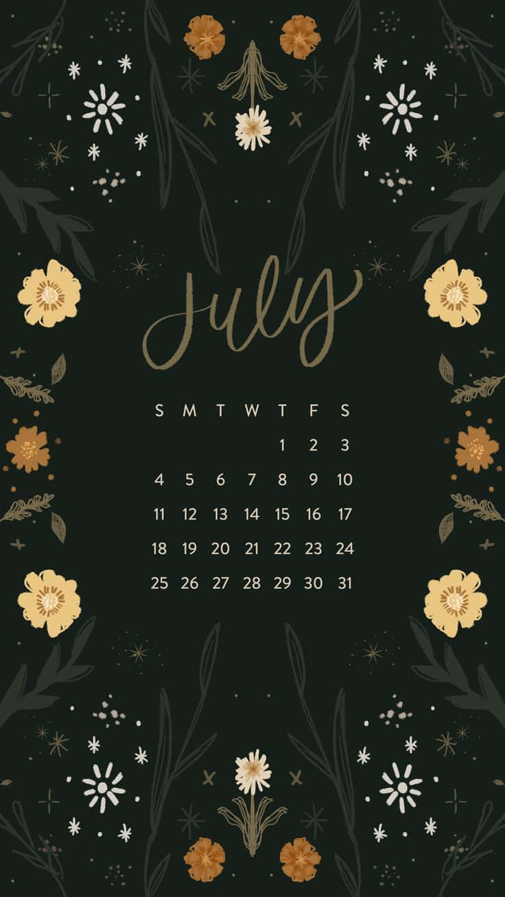 July, gold script, dark green background, HD Phone Wallpaper