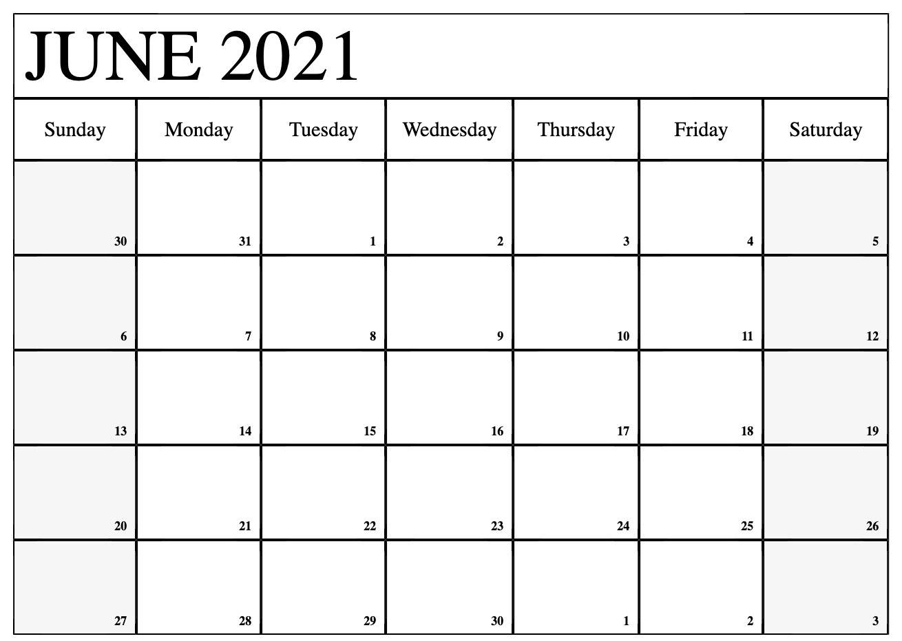 June 2021 Calendar, black and white, grid layout, HD Desktop Wallpaper