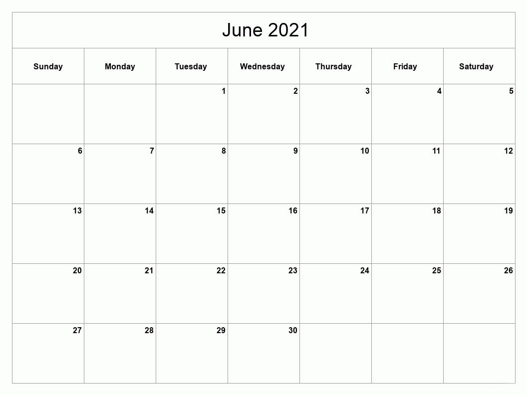 June 2021 Calendar, black and white, minimalist, SD Desktop Wallpaper