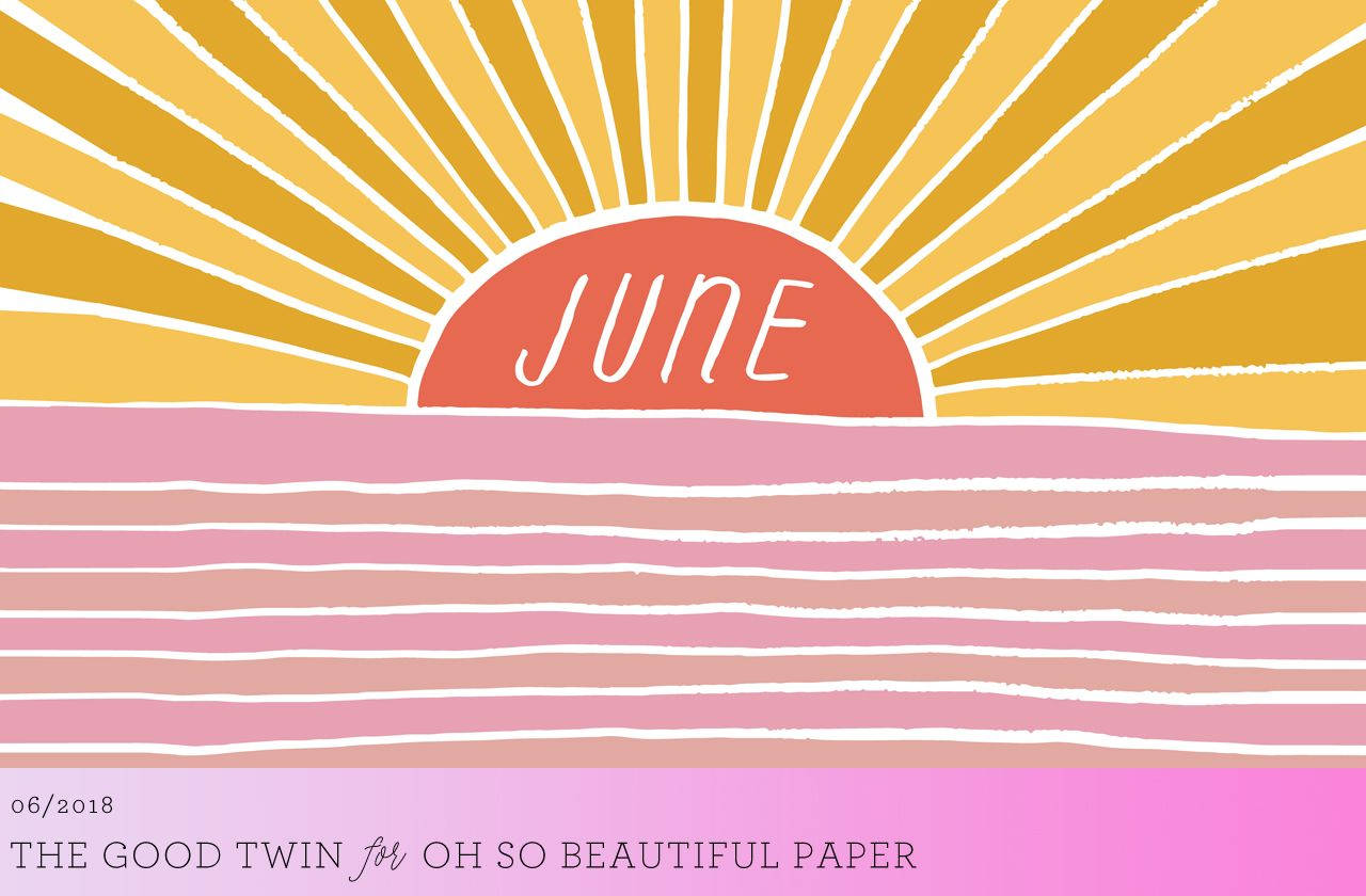 June, sunset, pink striped waves, HD Desktop Wallpaper