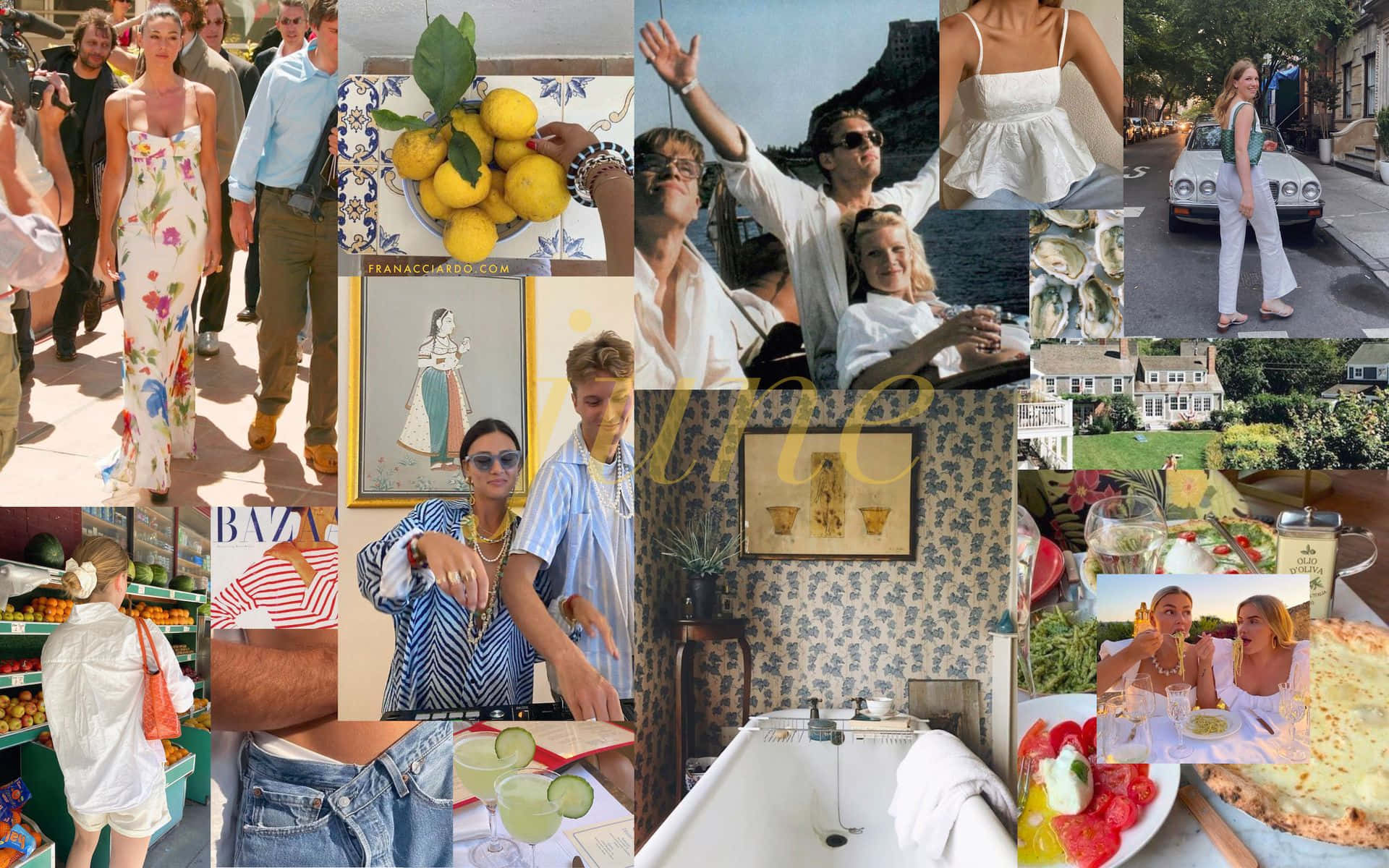 June Aesthetic, floral dresses, lemons, Full HD Desktop Wallpaper