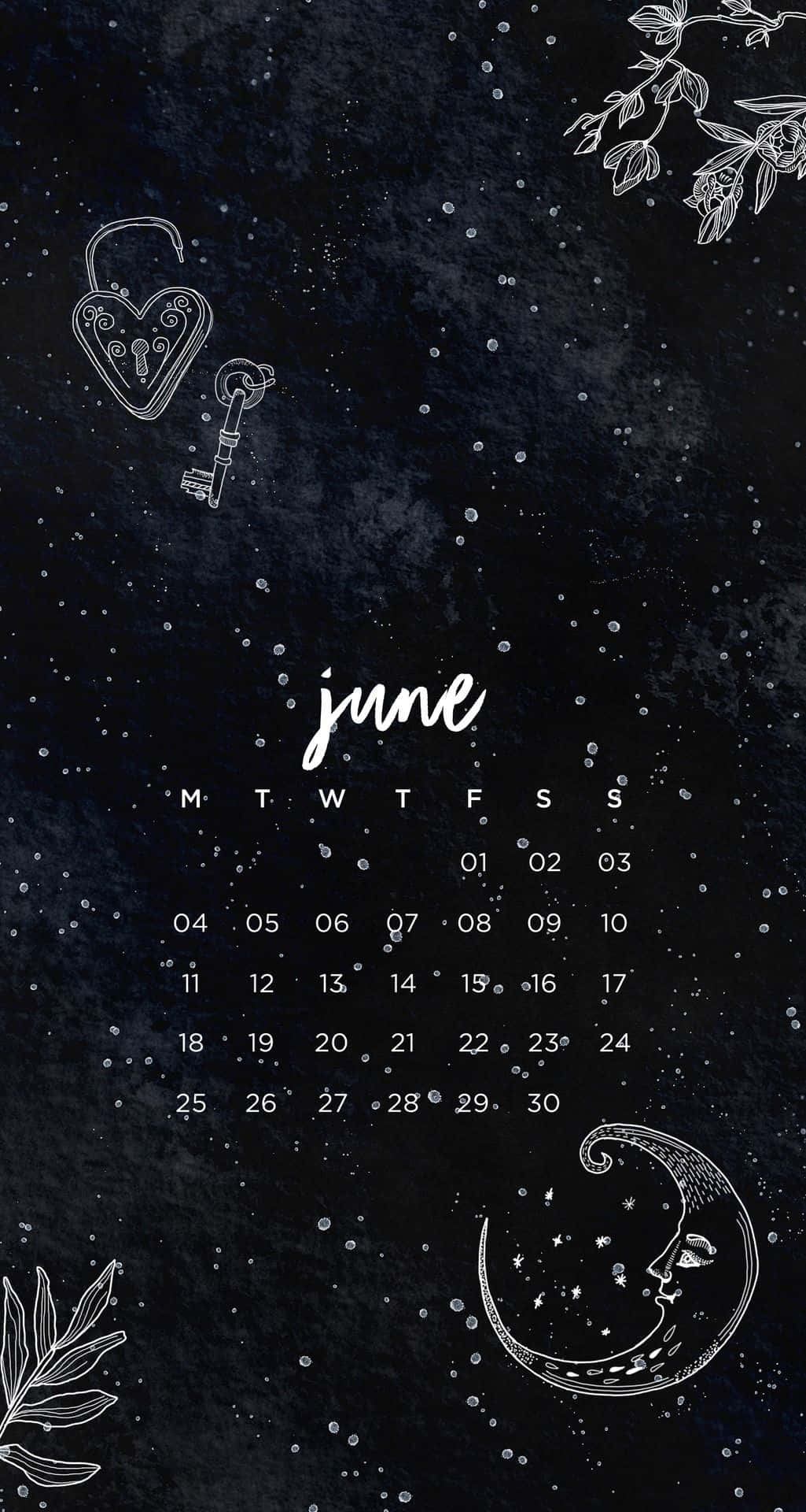 June, night sky, calendar, Full HD Phone Wallpaper