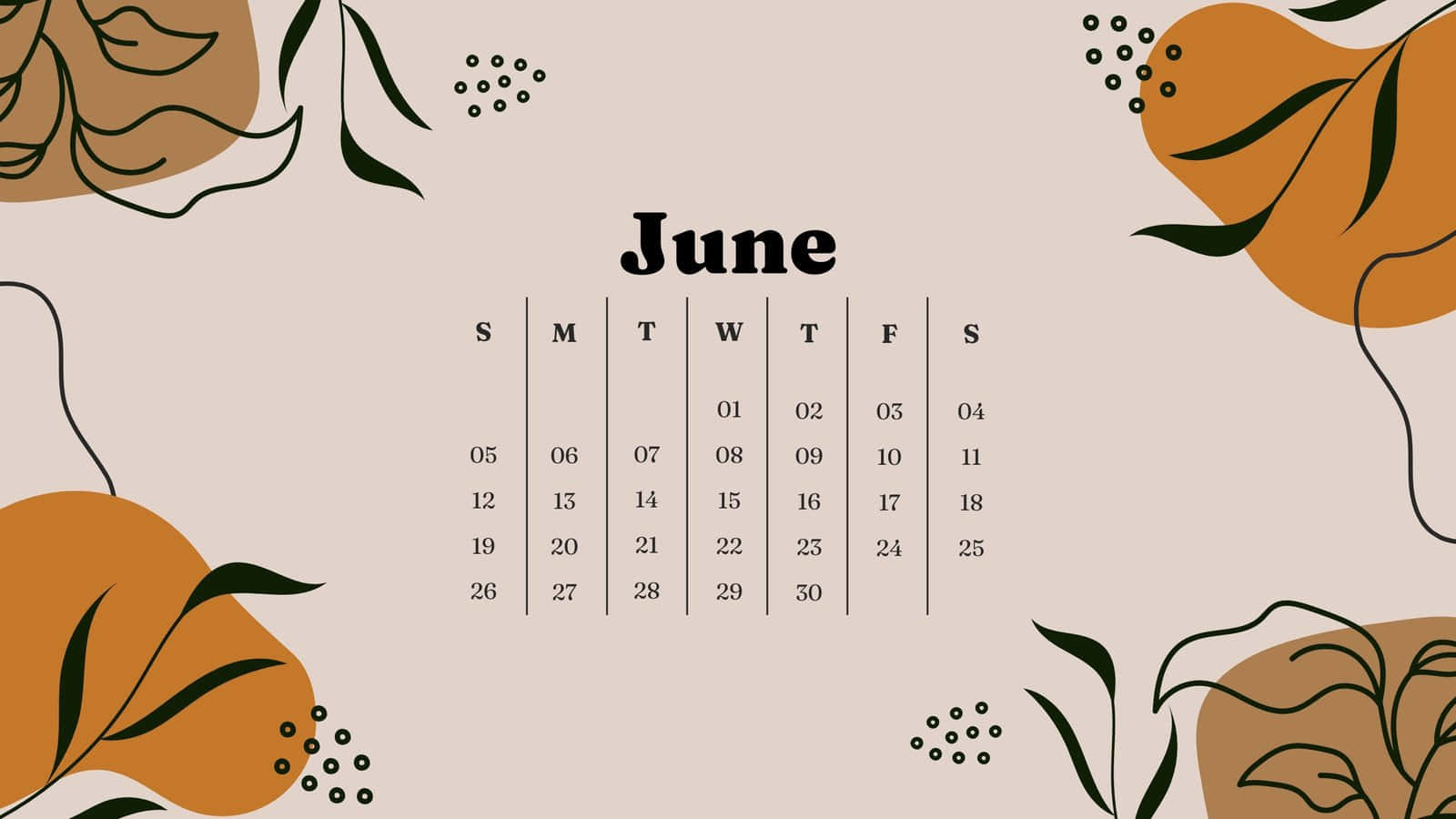 June, floral patterns, beige background, HD Desktop Wallpaper