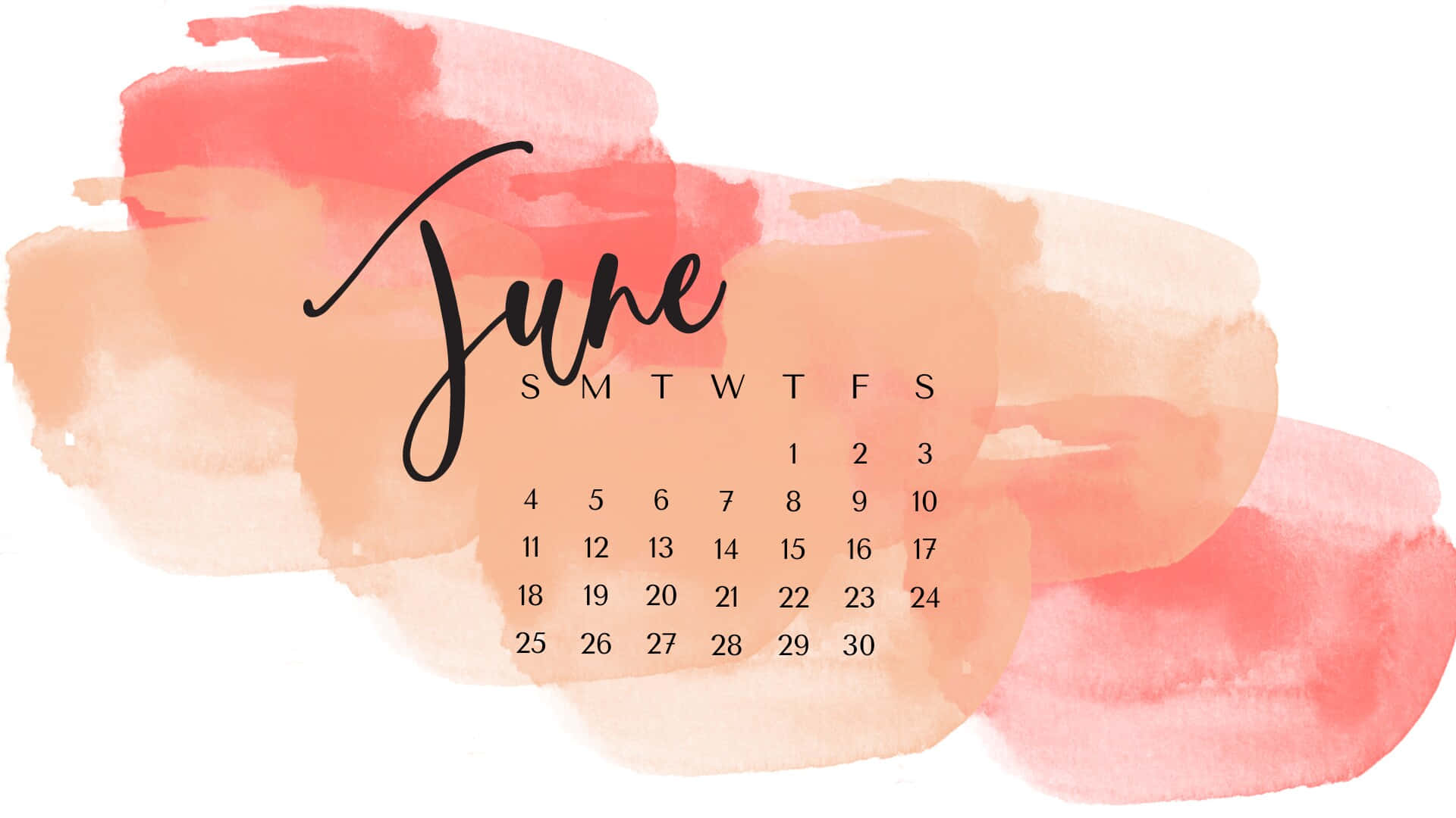 June, watercolor, black script, Full HD Desktop Wallpaper