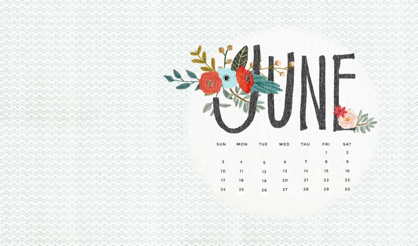 floral, June calendar, textured light blue background, HD Desktop Wallpaper