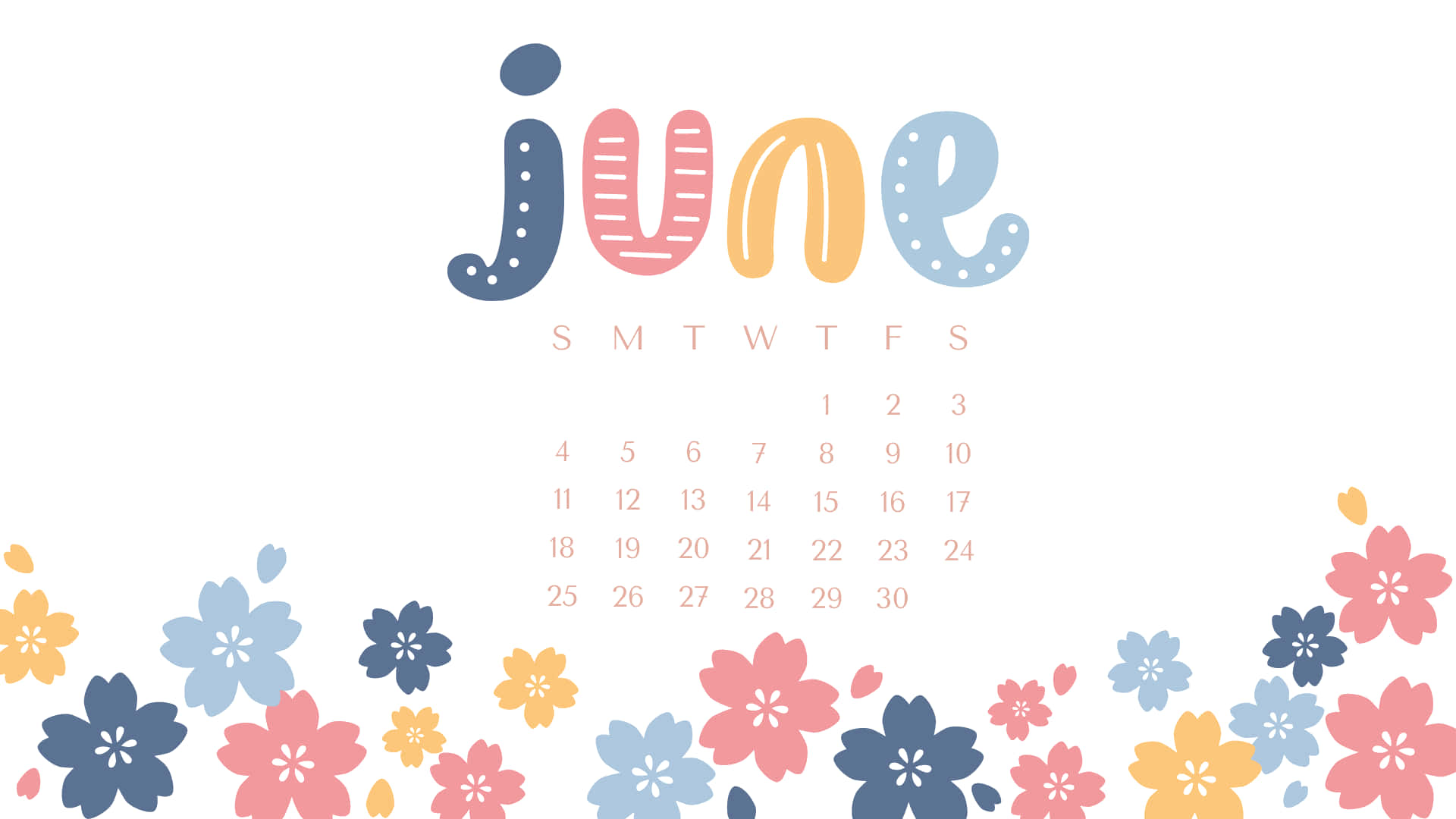 June Desktop, pastel flowers, pink, Full HD Desktop Wallpaper