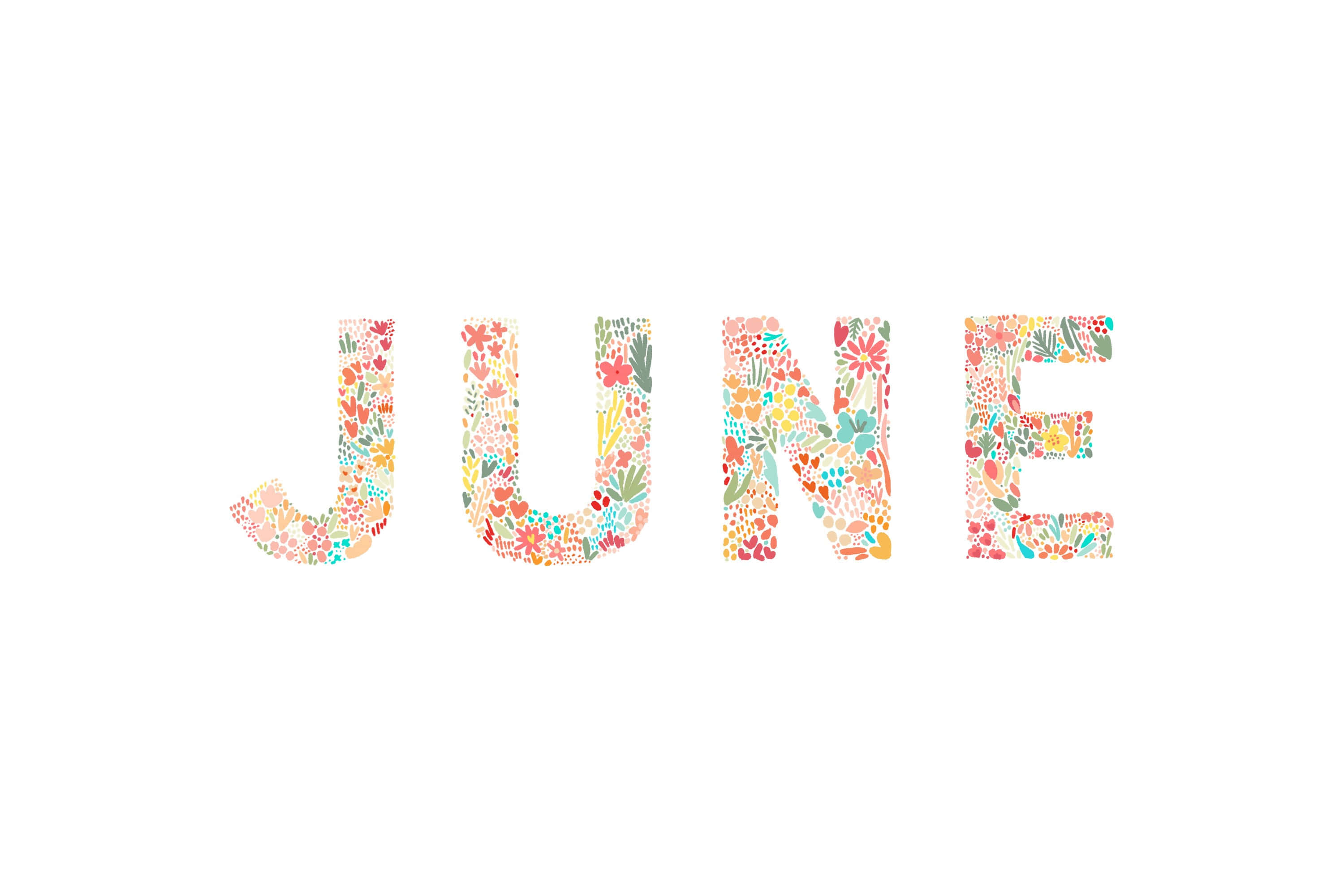 Floral June Desktop, pastel tones, colorful floral patterns, 2K Desktop Wallpaper