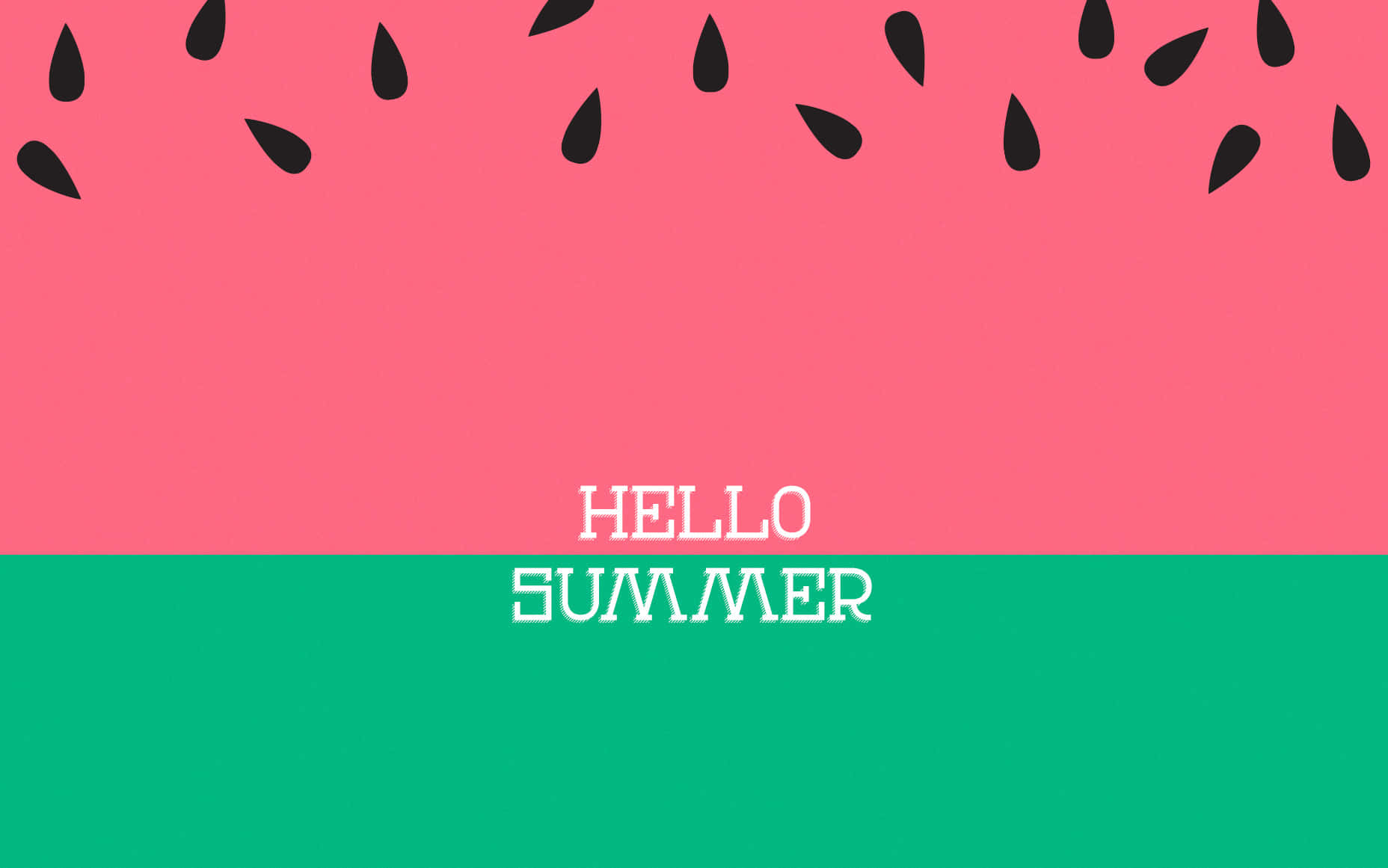 pink watermelon slice pattern, green base, white text saying hello summer, HD Desktop Wallpaper