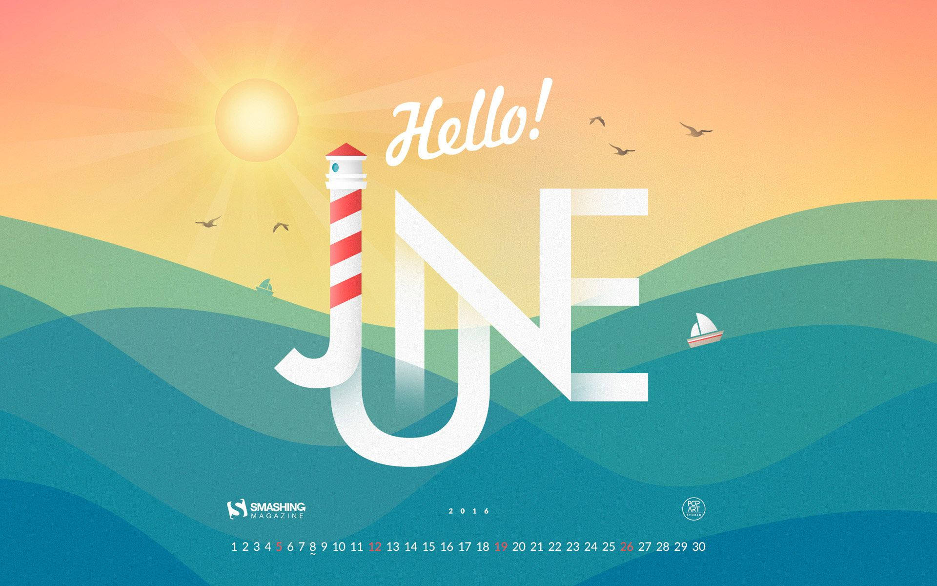 June, lighthouse, sailboat, Full HD Desktop Wallpaper