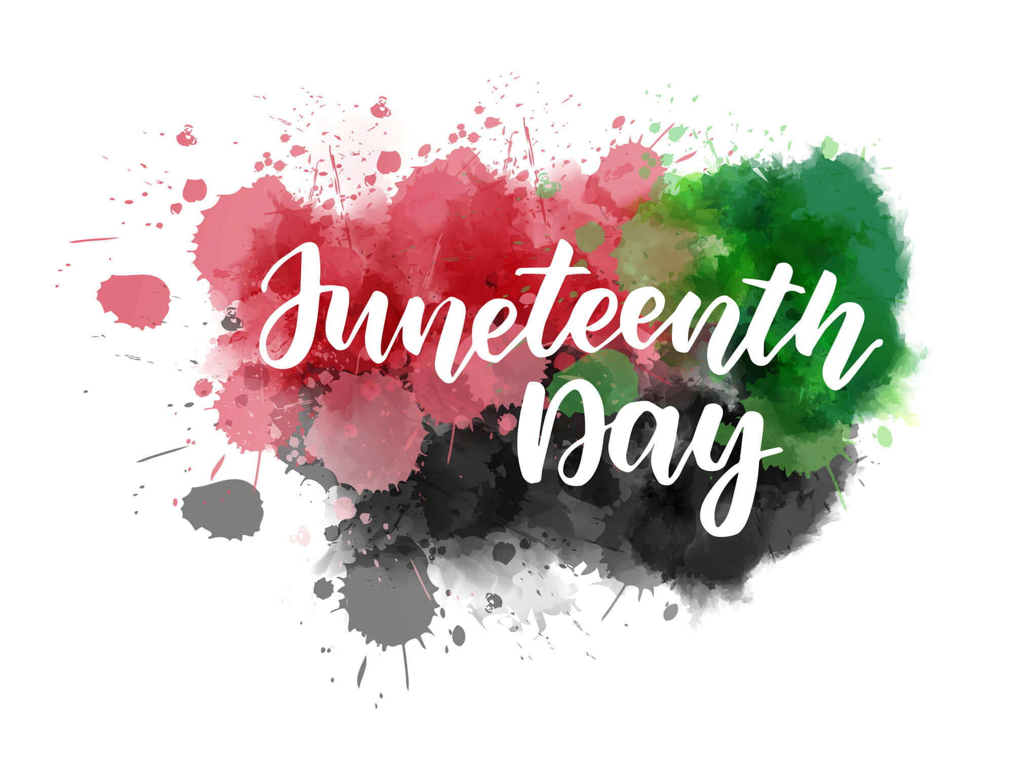Juneteenth, watercolor splatters, red green and black, Full HD Desktop Wallpaper