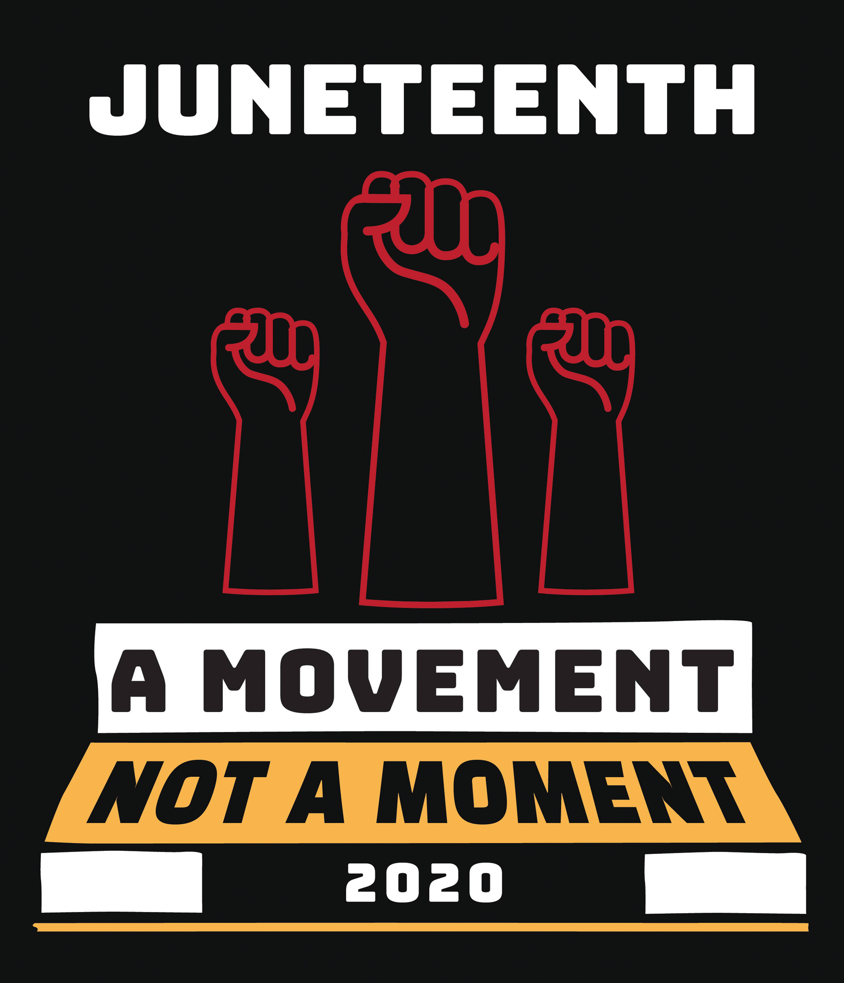 Juneteenth, red outlined fists, black background, 2K Phone Wallpaper