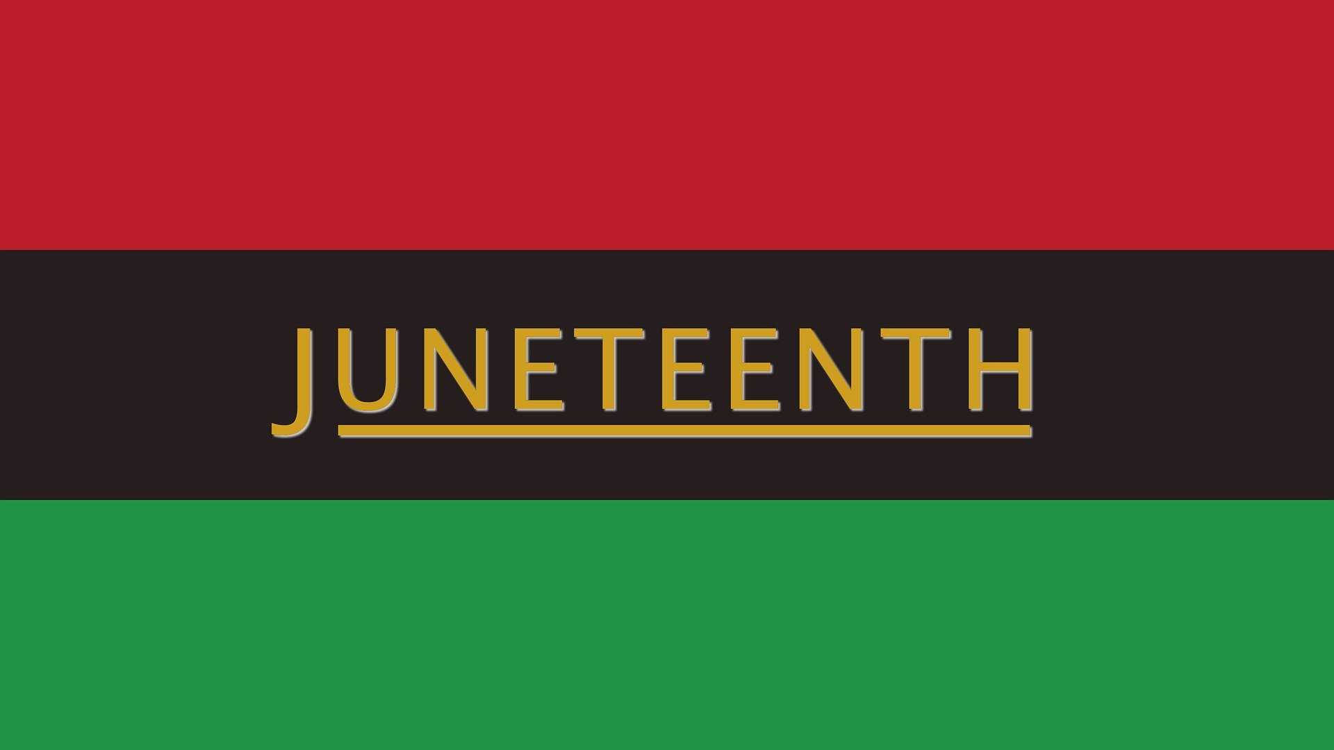 Juneteenth, red black and green horizontal stripes, gold lettering, Full HD Desktop Wallpaper