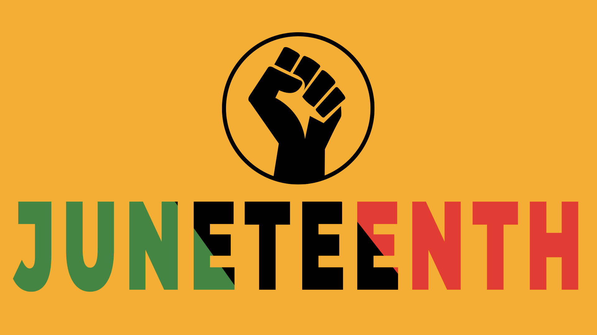 Juneteenth, green black and red, black raised fist, Full HD Desktop Wallpaper