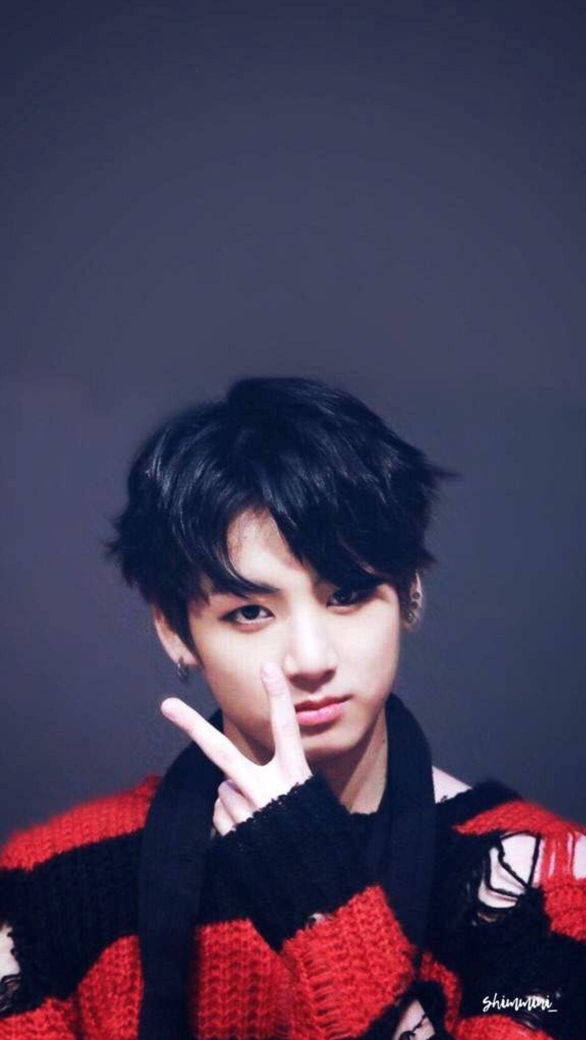 Jungkook Aesthetic, cool V pose, red and black knit sweater, Full HD Phone Wallpaper