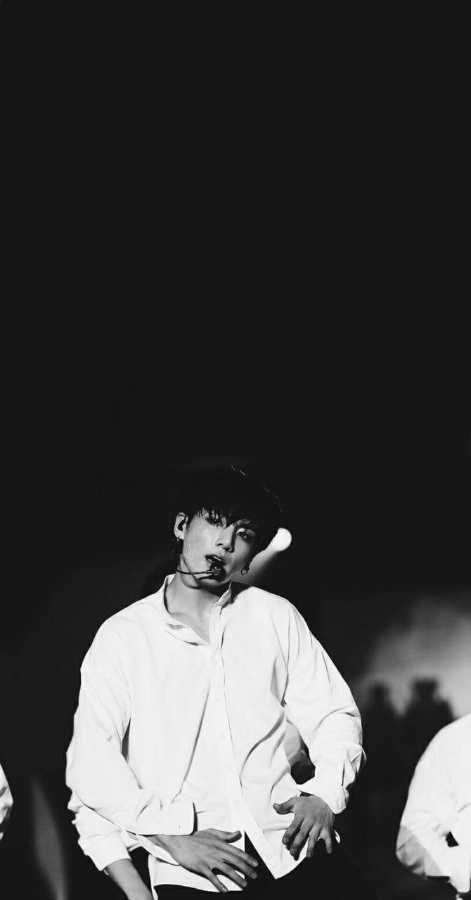 Jungkook Aesthetic, white shirt, dark stage, HD Phone Wallpaper